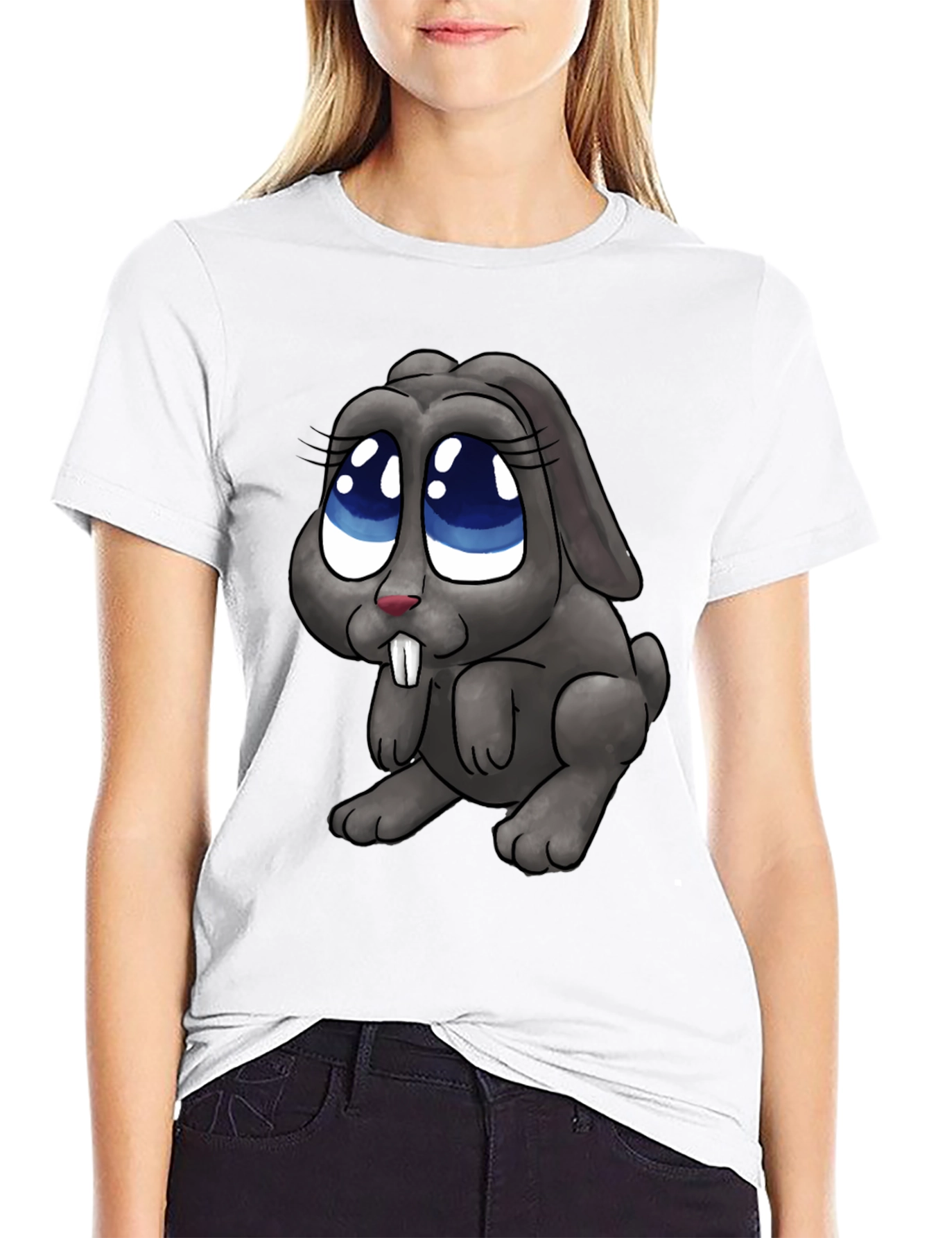 Cute Cartoon Bunny Rabbit Graphic T-Shirt