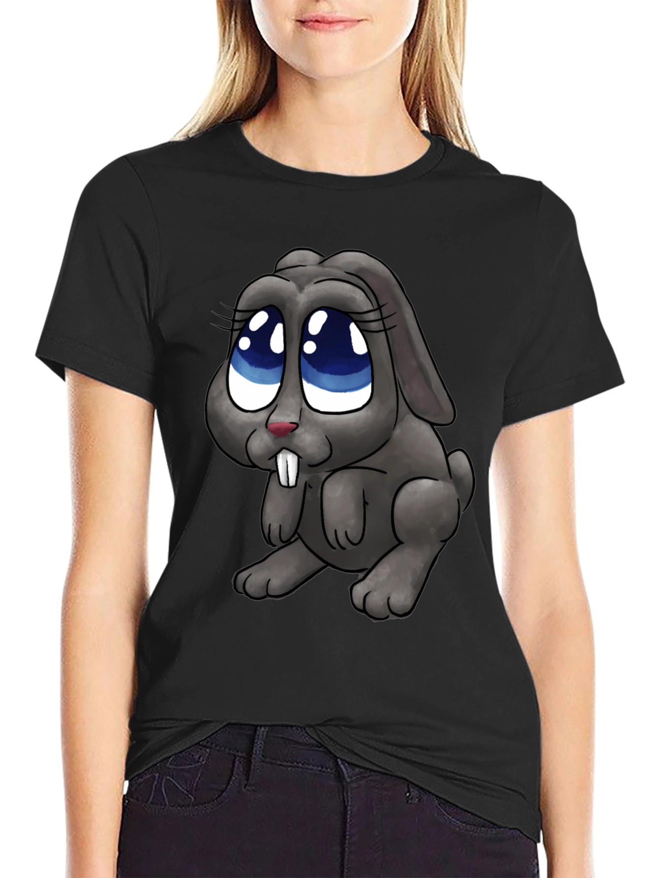 Cute Cartoon Bunny Rabbit Graphic T-Shirt