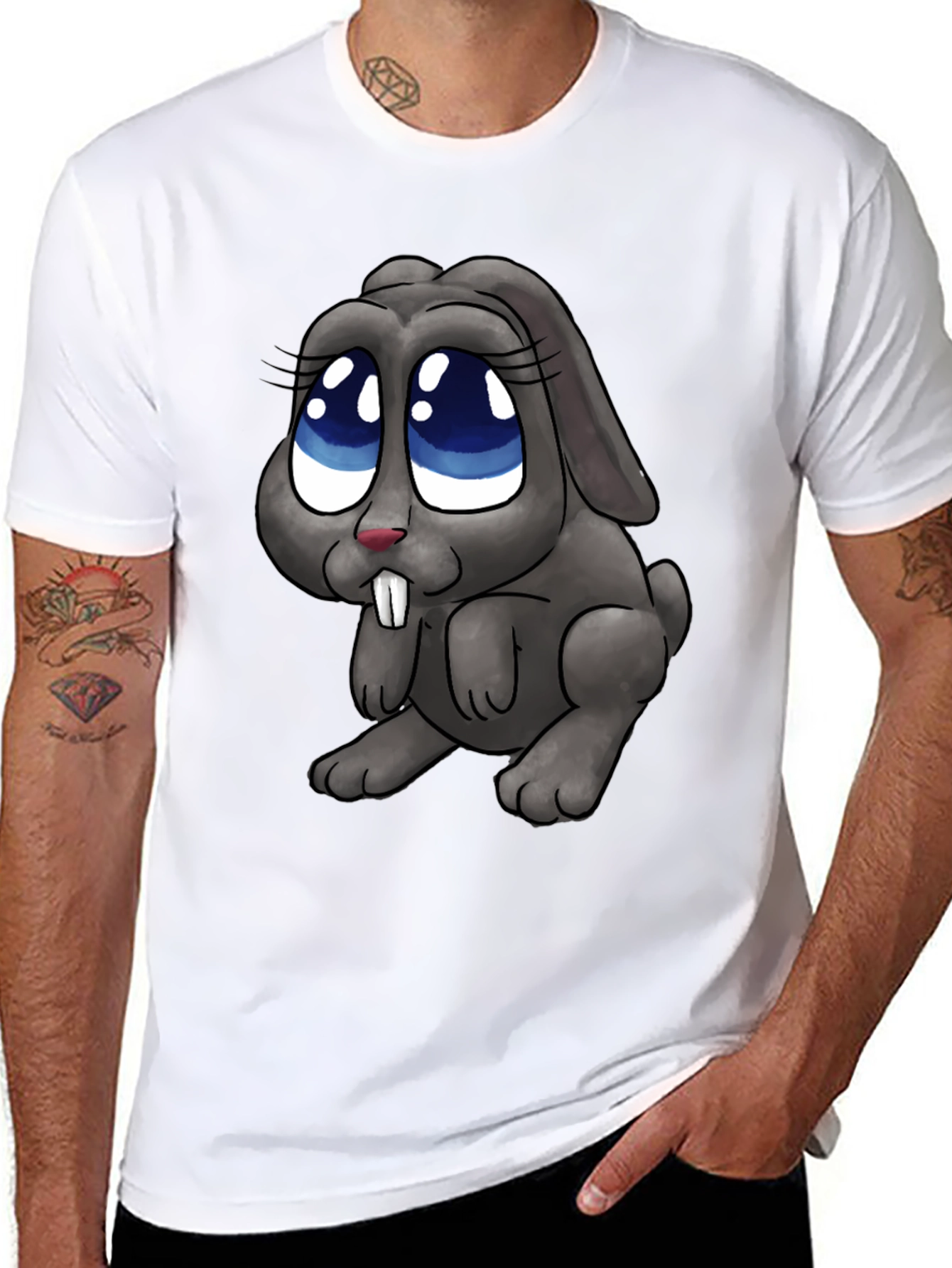 Cute Cartoon Bunny Rabbit Graphic T-Shirt