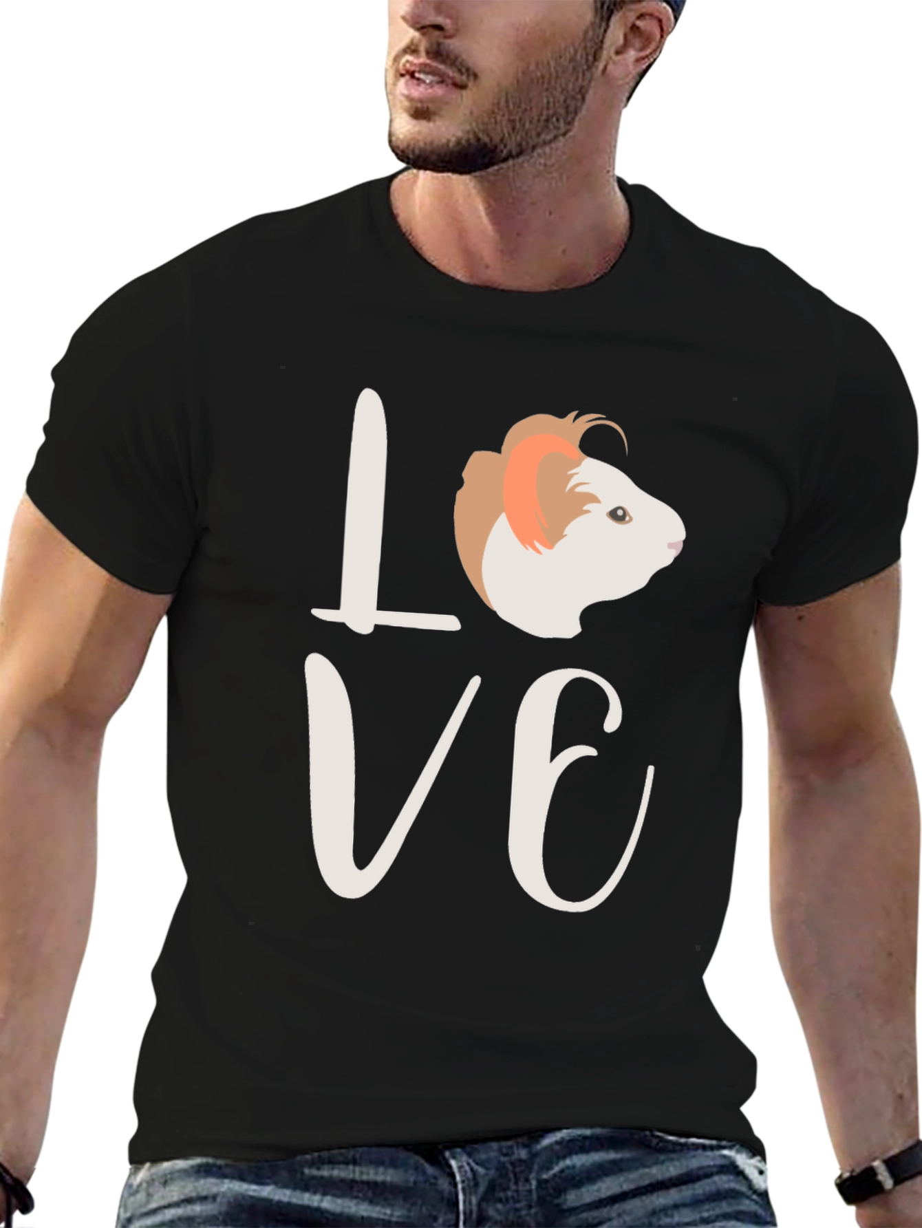 Love Guinea Pig Black T-Shirt