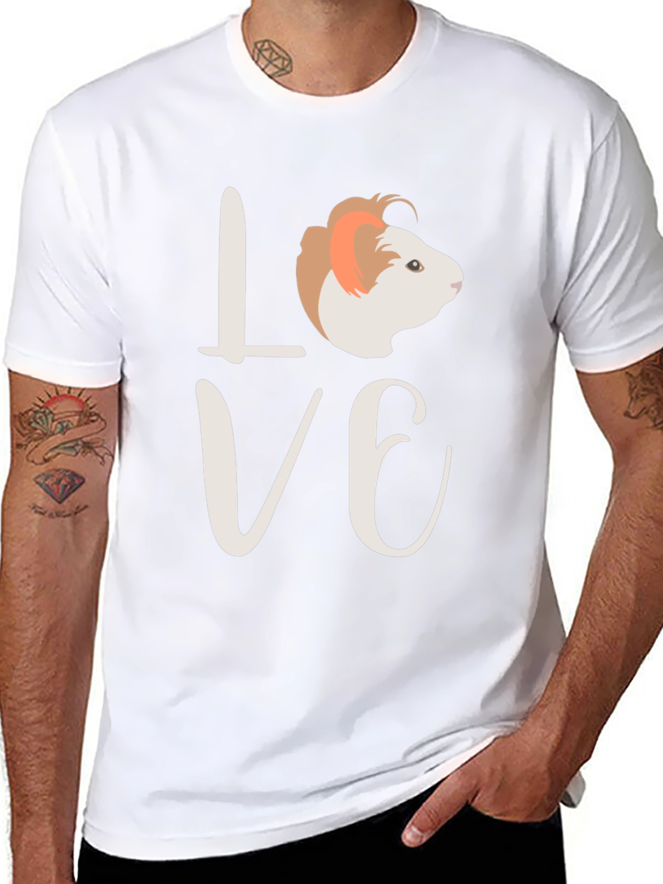 Love Guinea Pig Black T-Shirt
