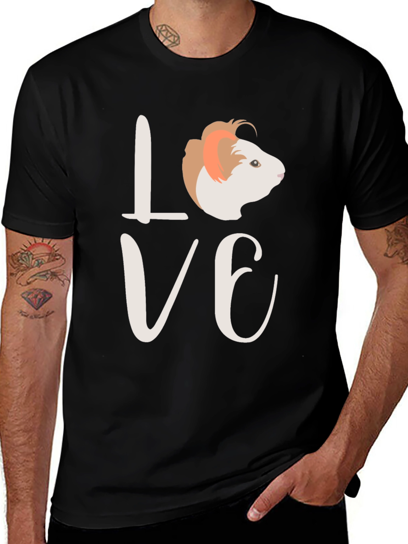 Love Guinea Pig Black T-Shirt