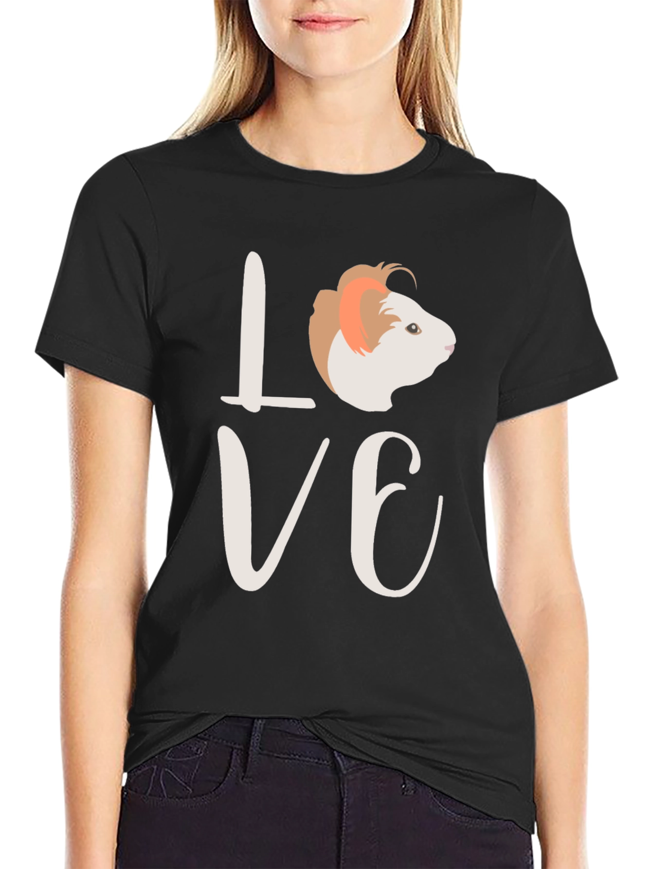 Love Guinea Pig Black T-Shirt
