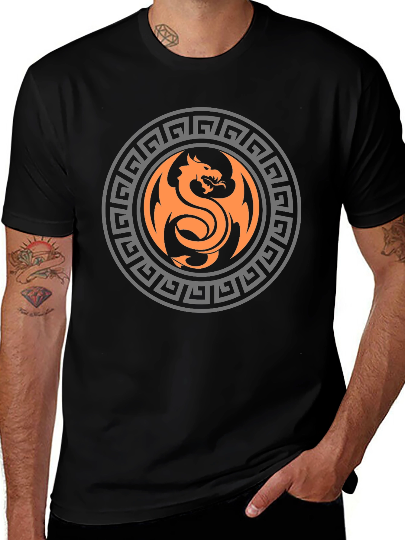 Dragon Circle Graphic Print T-Shirt - Bold & Stylish