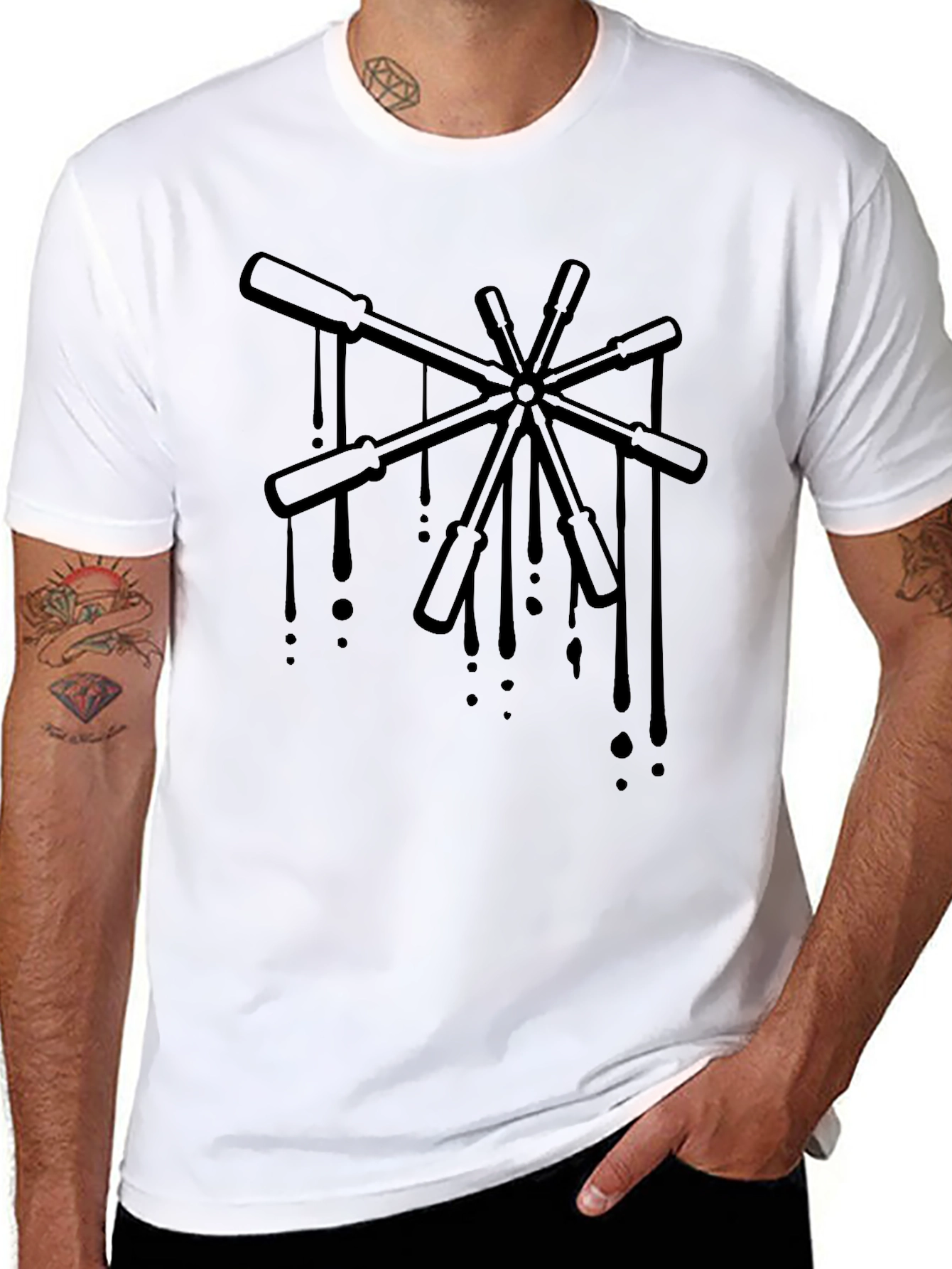 Screwdriver Drip Graphic T-Shirt - Black