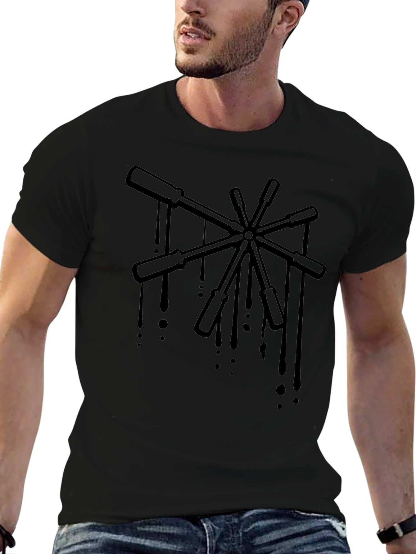 Screwdriver Drip Graphic T-Shirt - Black