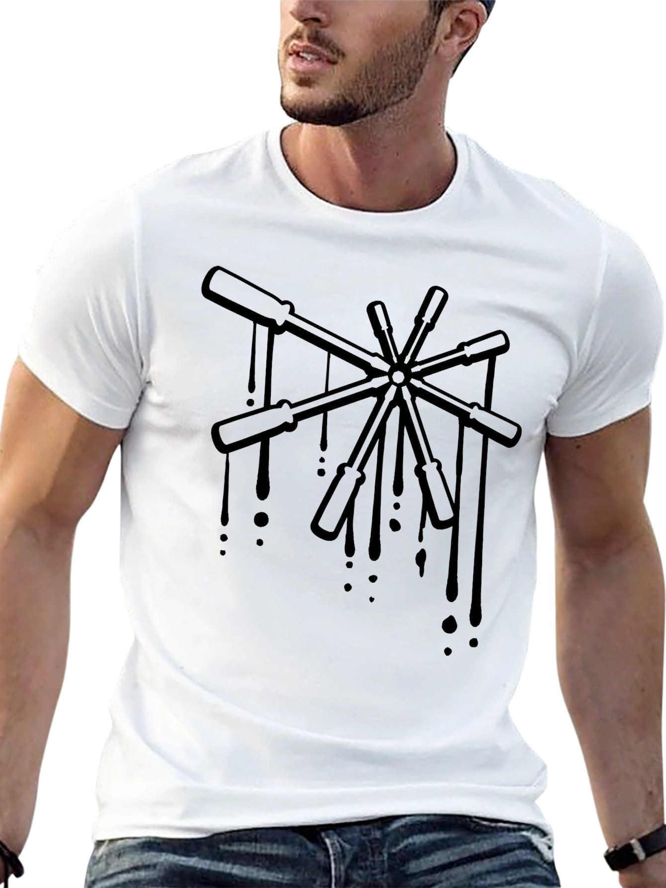 Screwdriver Drip Graphic T-Shirt - Black