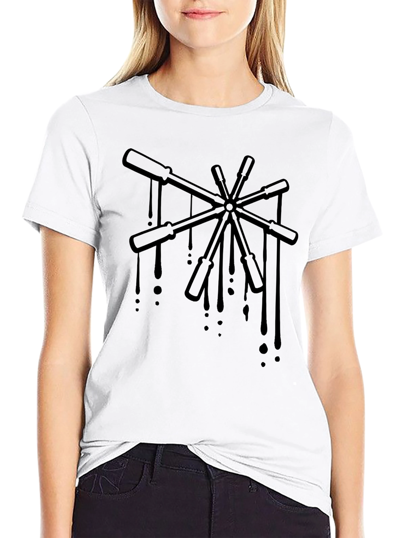 Screwdriver Drip Graphic T-Shirt - Black