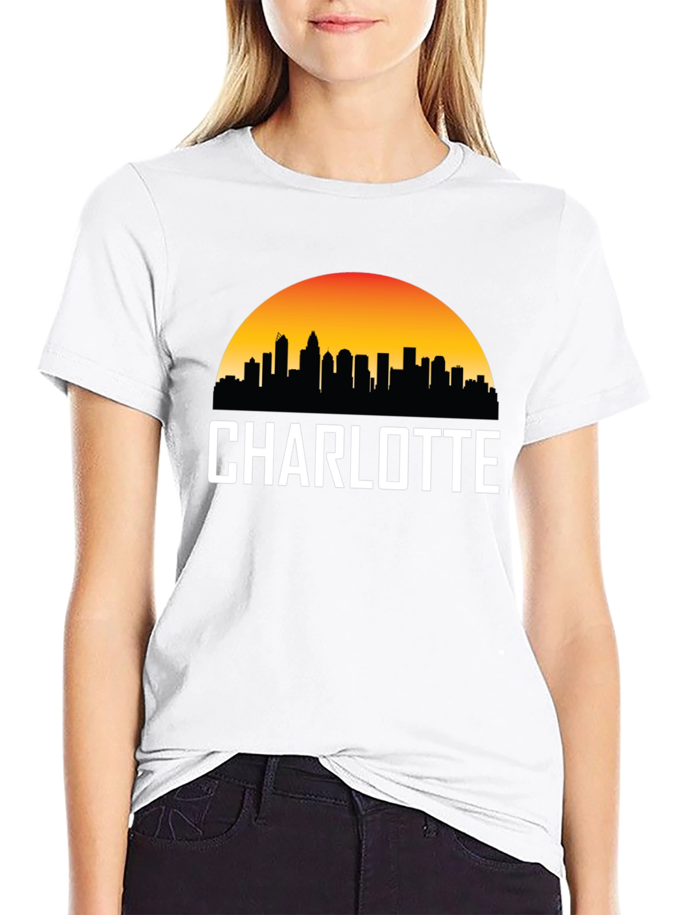 Charlotte Skyline Black T-Shirt