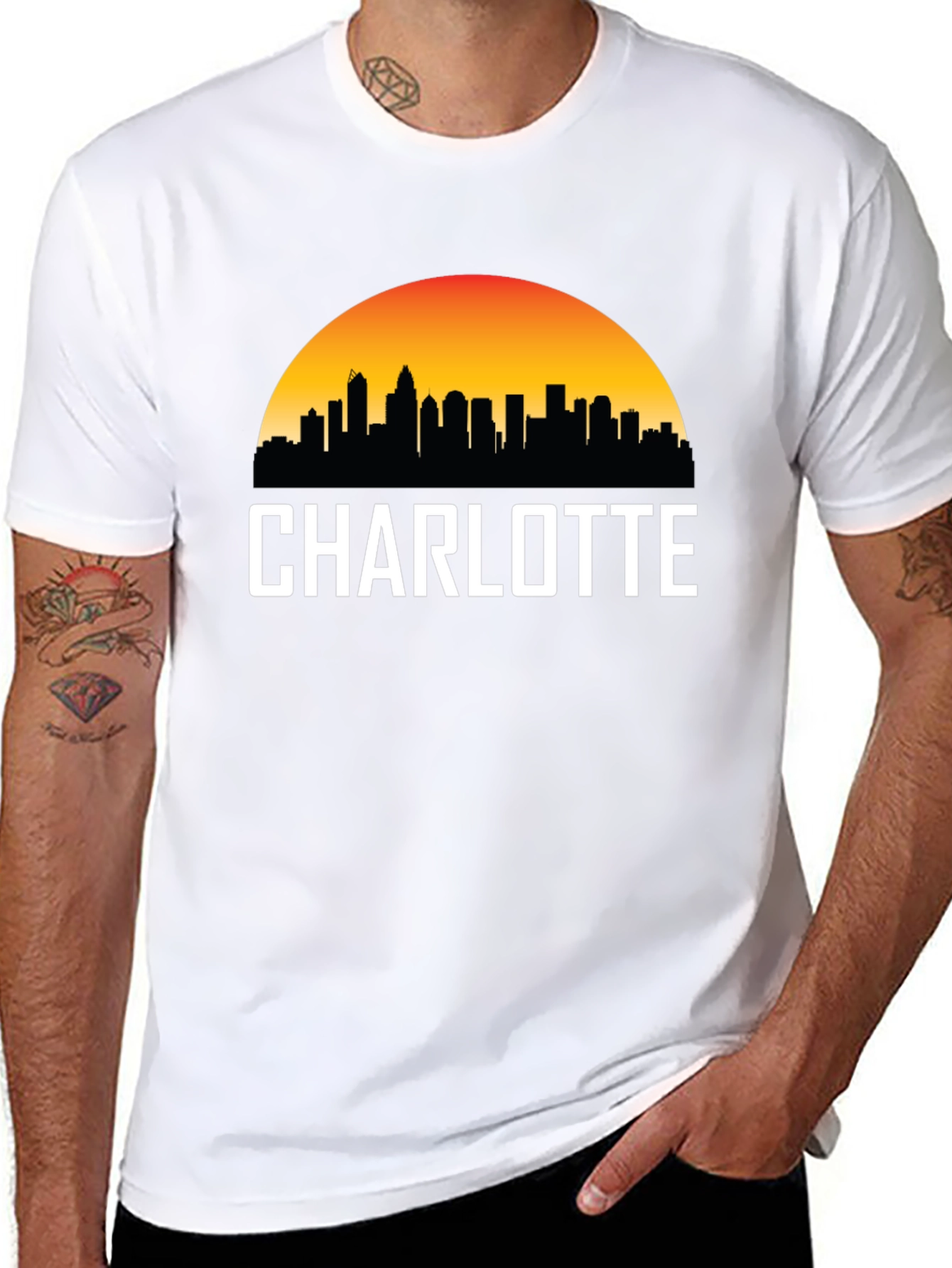 Charlotte Skyline Black T-Shirt