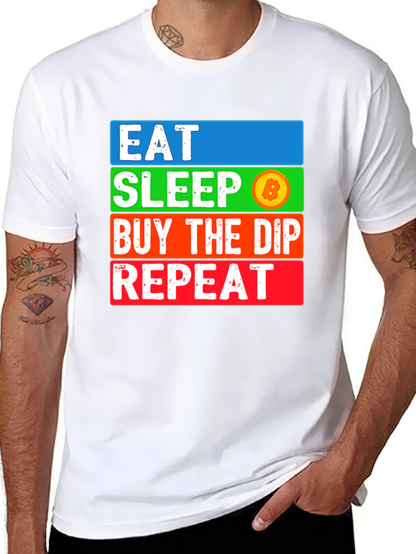 Eat Sleep Bitcoin Dip Repeat T-Shirt Crypto HODL