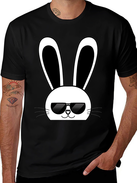 Cool Bunny Graphic Tee - Black Cotton T-Shirt