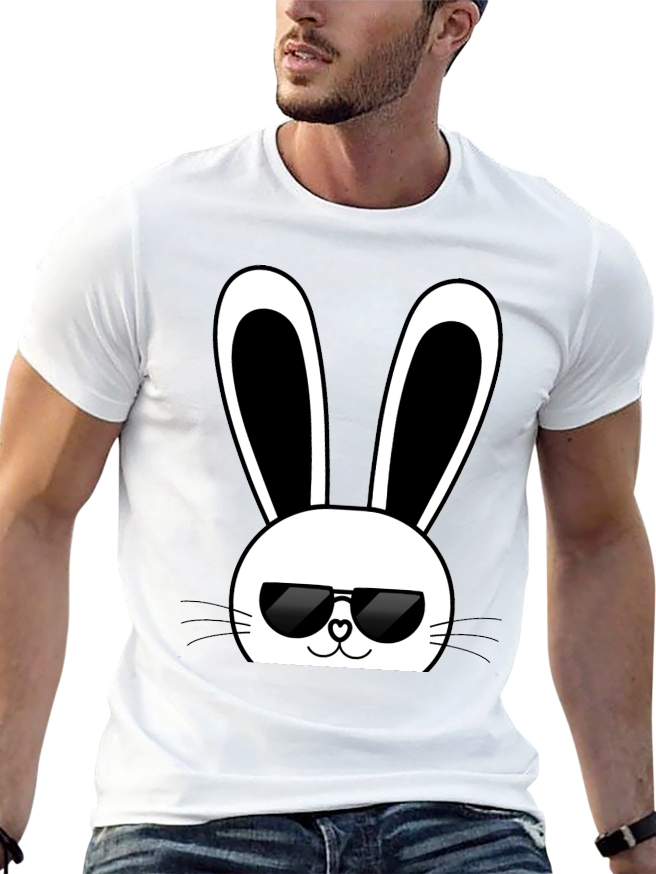 Cool Bunny Graphic Tee - Black Cotton T-Shirt
