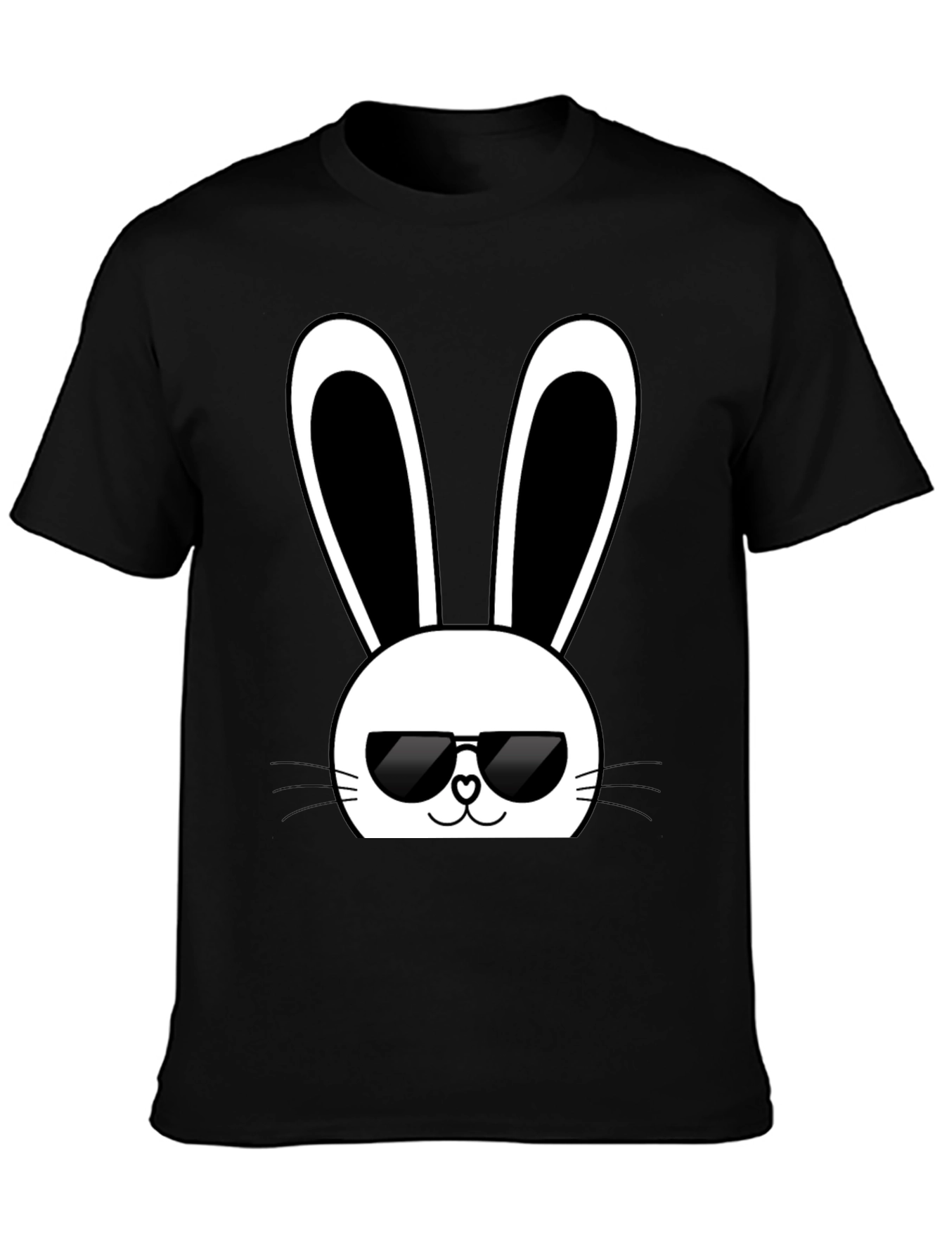 Cool Bunny Graphic Tee - Black Cotton T-Shirt