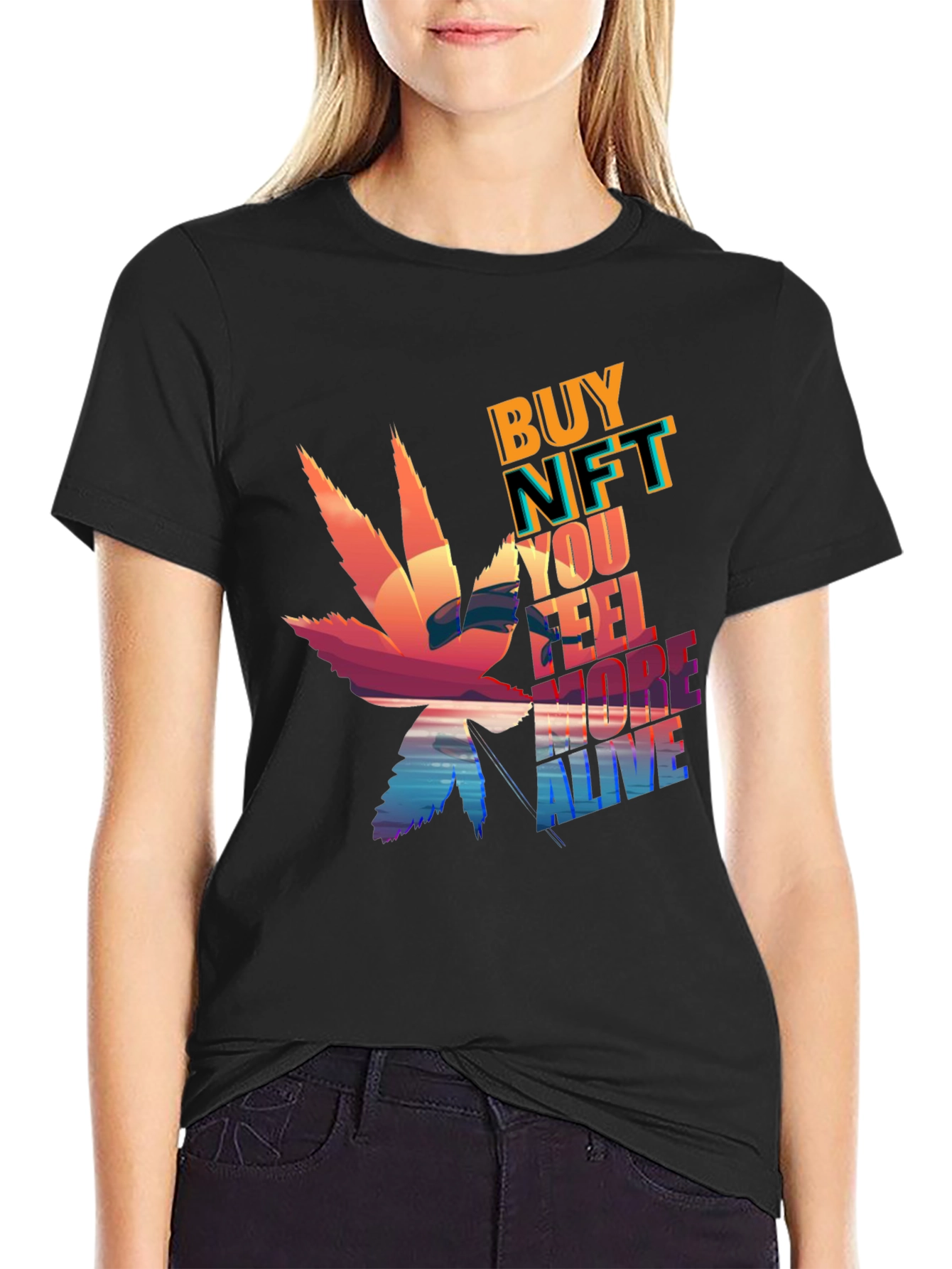 Buy NFT Feel More Alive Black Graphic T-Shirt