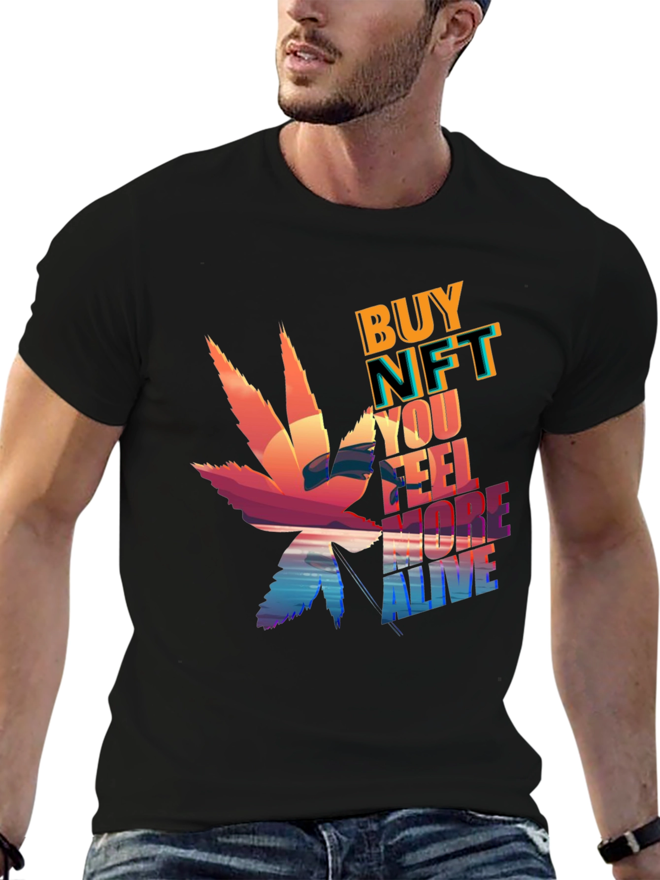 Buy NFT Feel More Alive Black Graphic T-Shirt