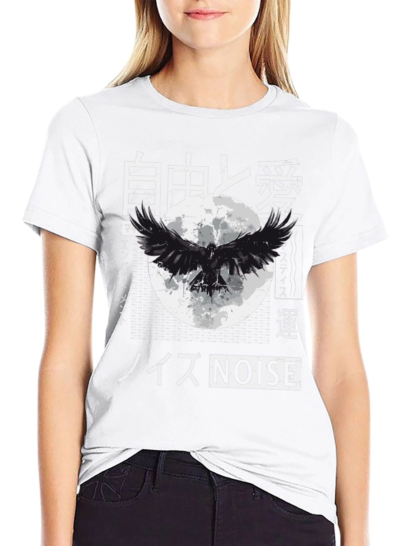 Japanese Raven Graphic T-Shirt