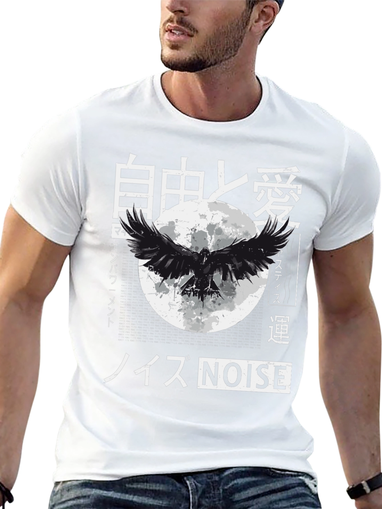 Japanese Raven Graphic T-Shirt