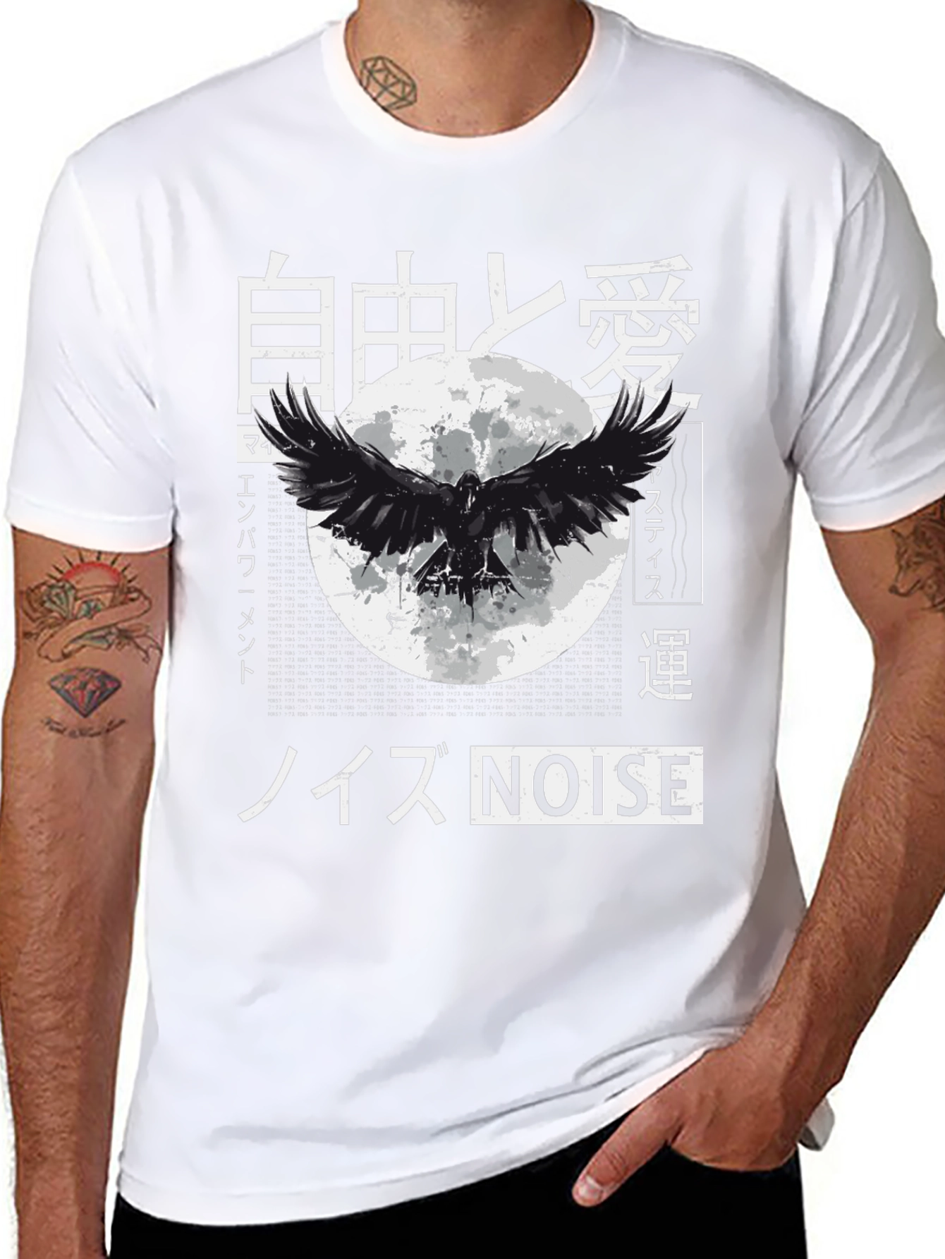 Japanese Raven Graphic T-Shirt