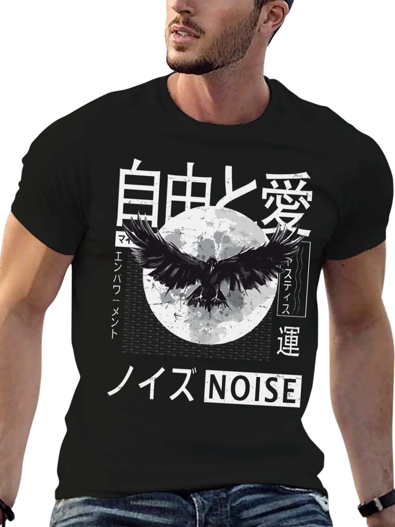 Japanese Raven Graphic T-Shirt