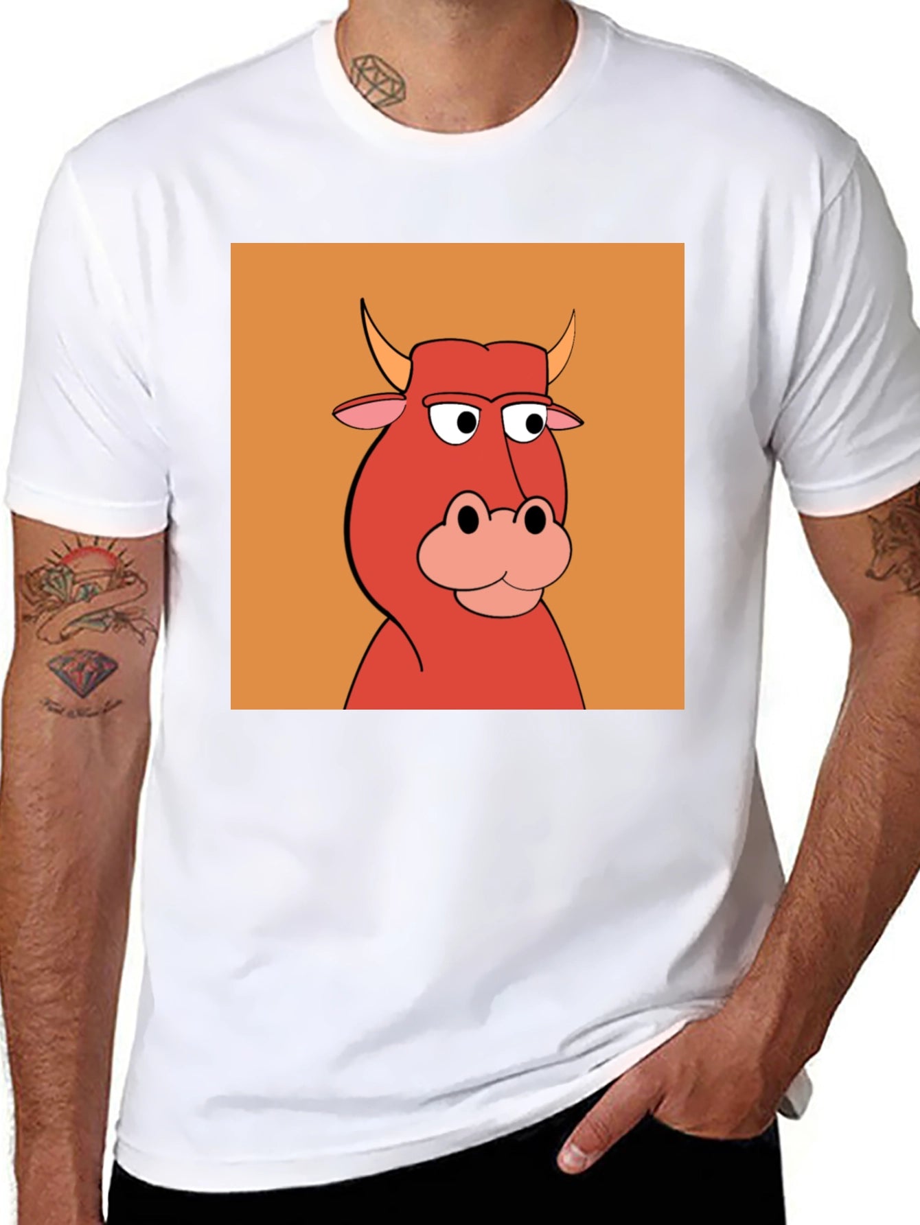 Cartoon Bull Graphic Tee - Unique Animal Design