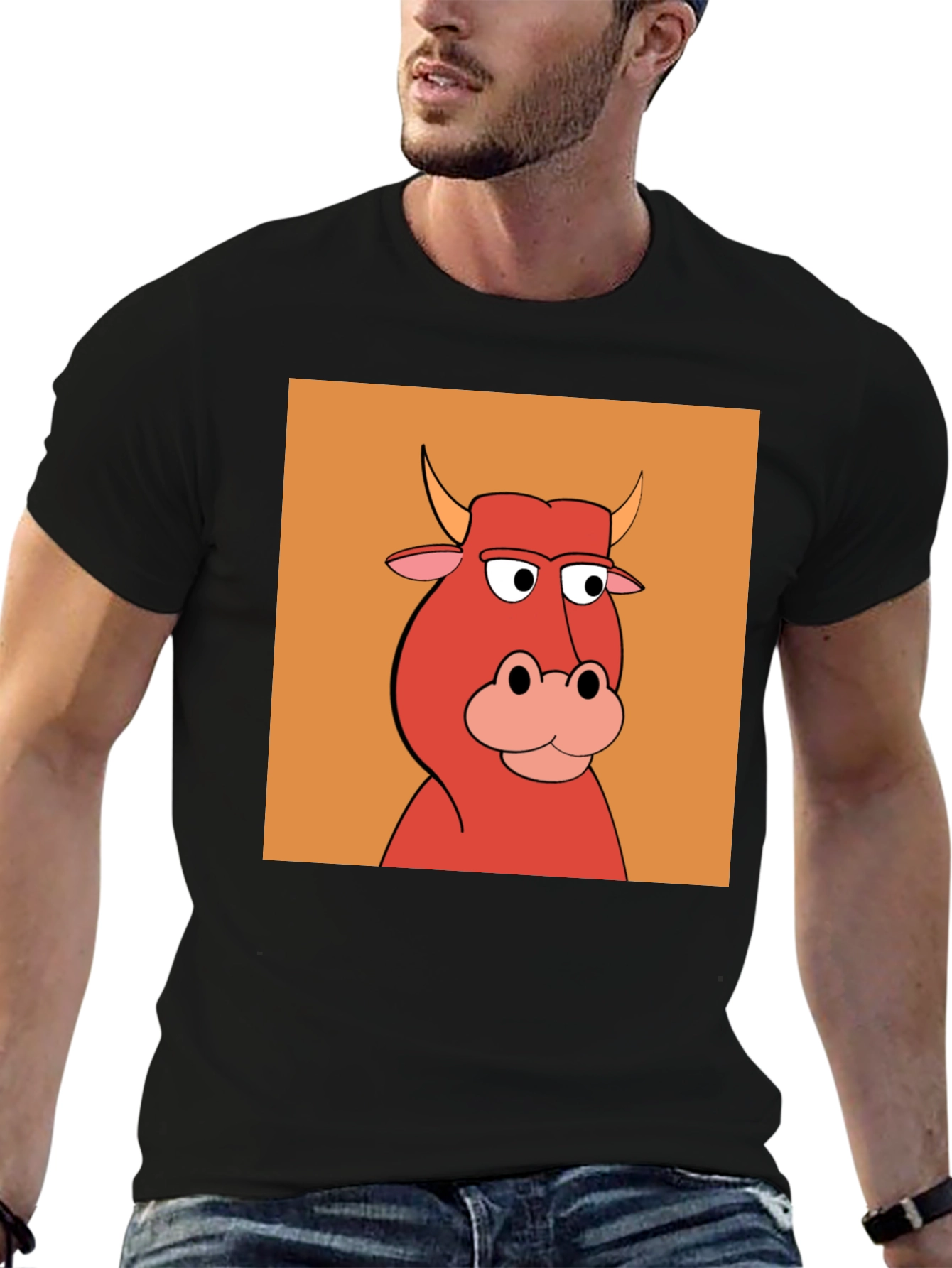 Cartoon Bull Graphic Tee - Unique Animal Design