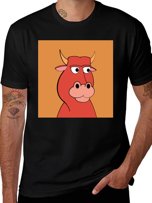 Cartoon Bull Graphic Tee - Unique Animal Design