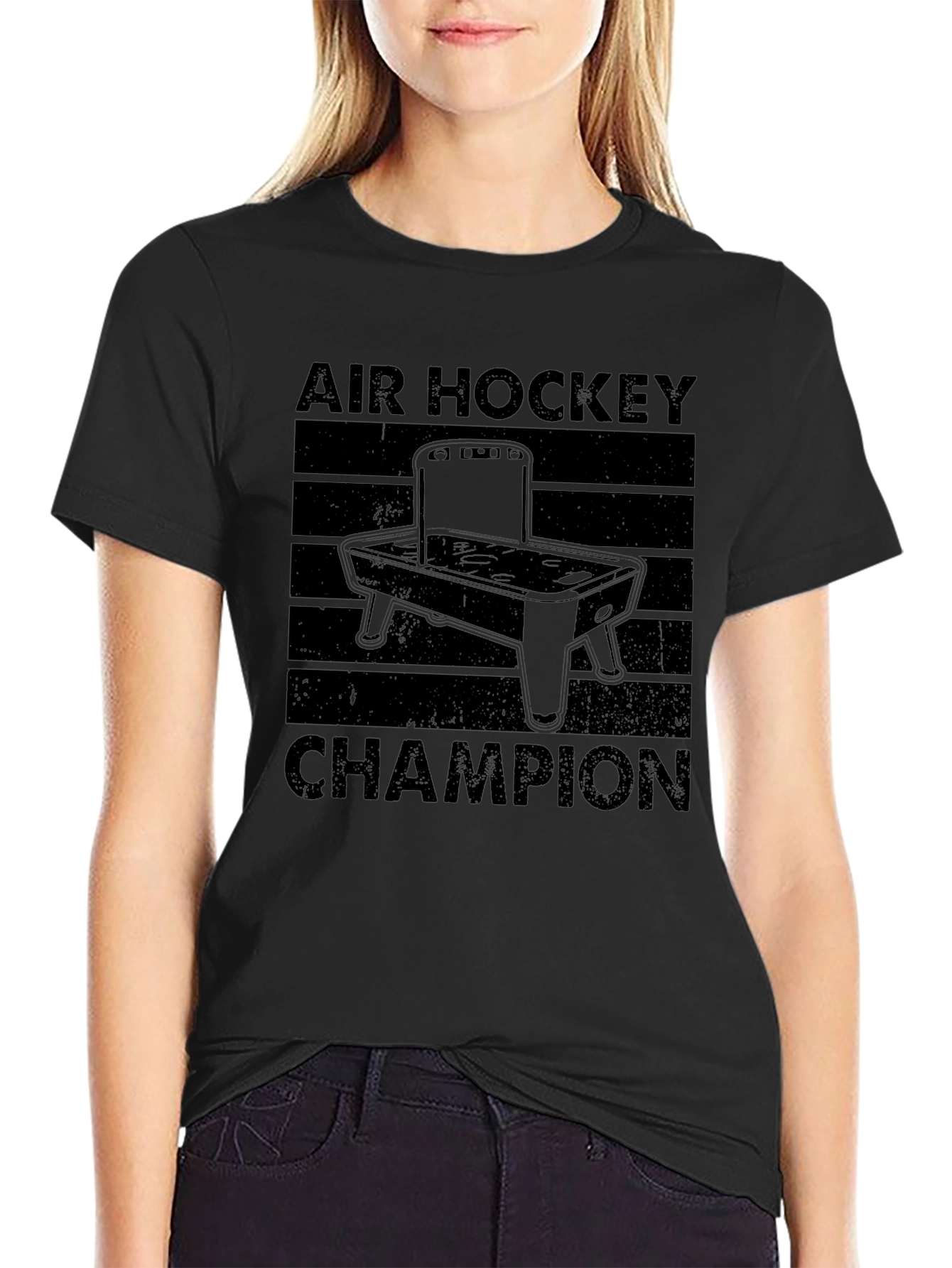 Air Hockey Champion Black Graphic Tee