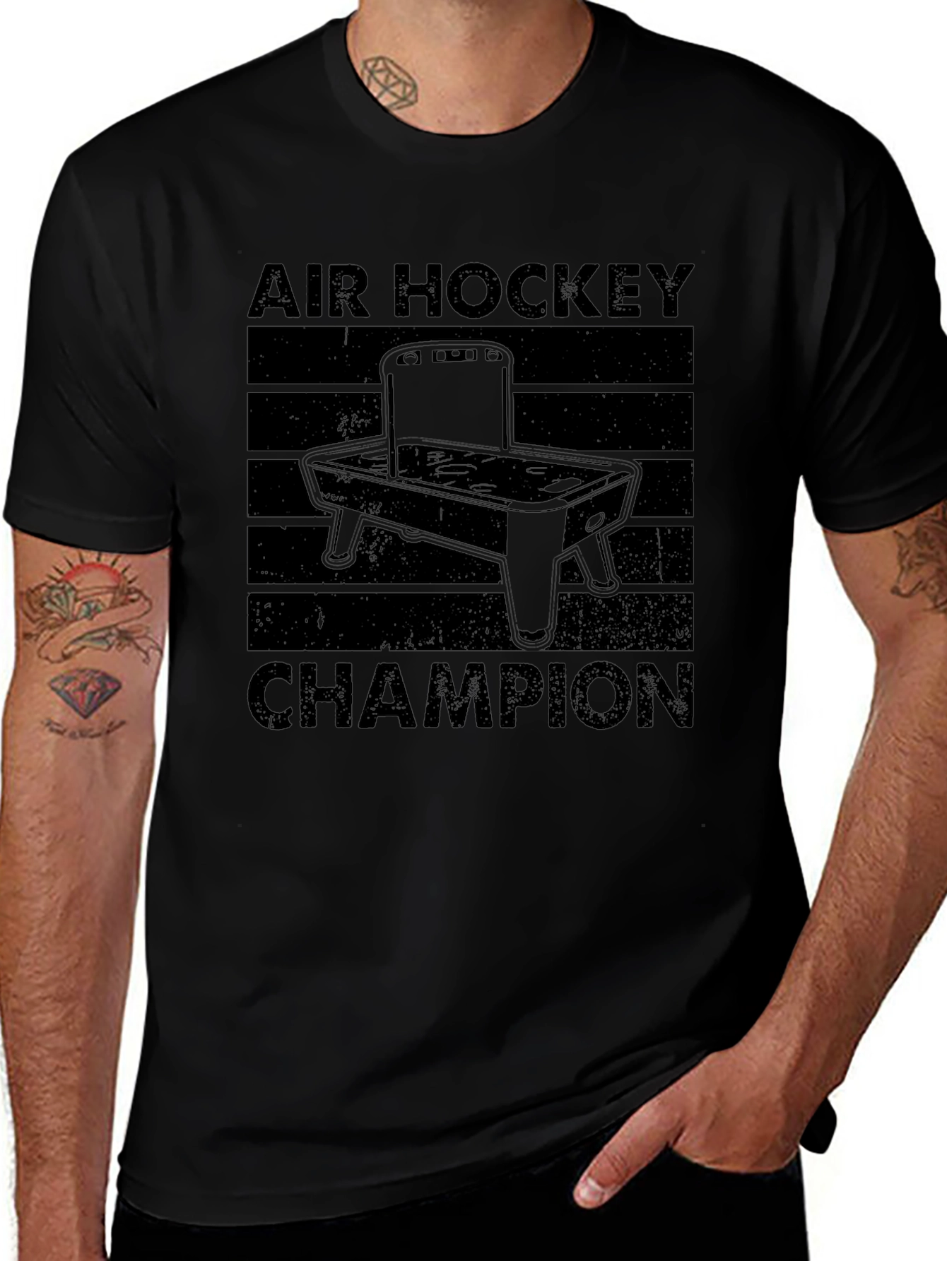 Air Hockey Champion Black Graphic Tee