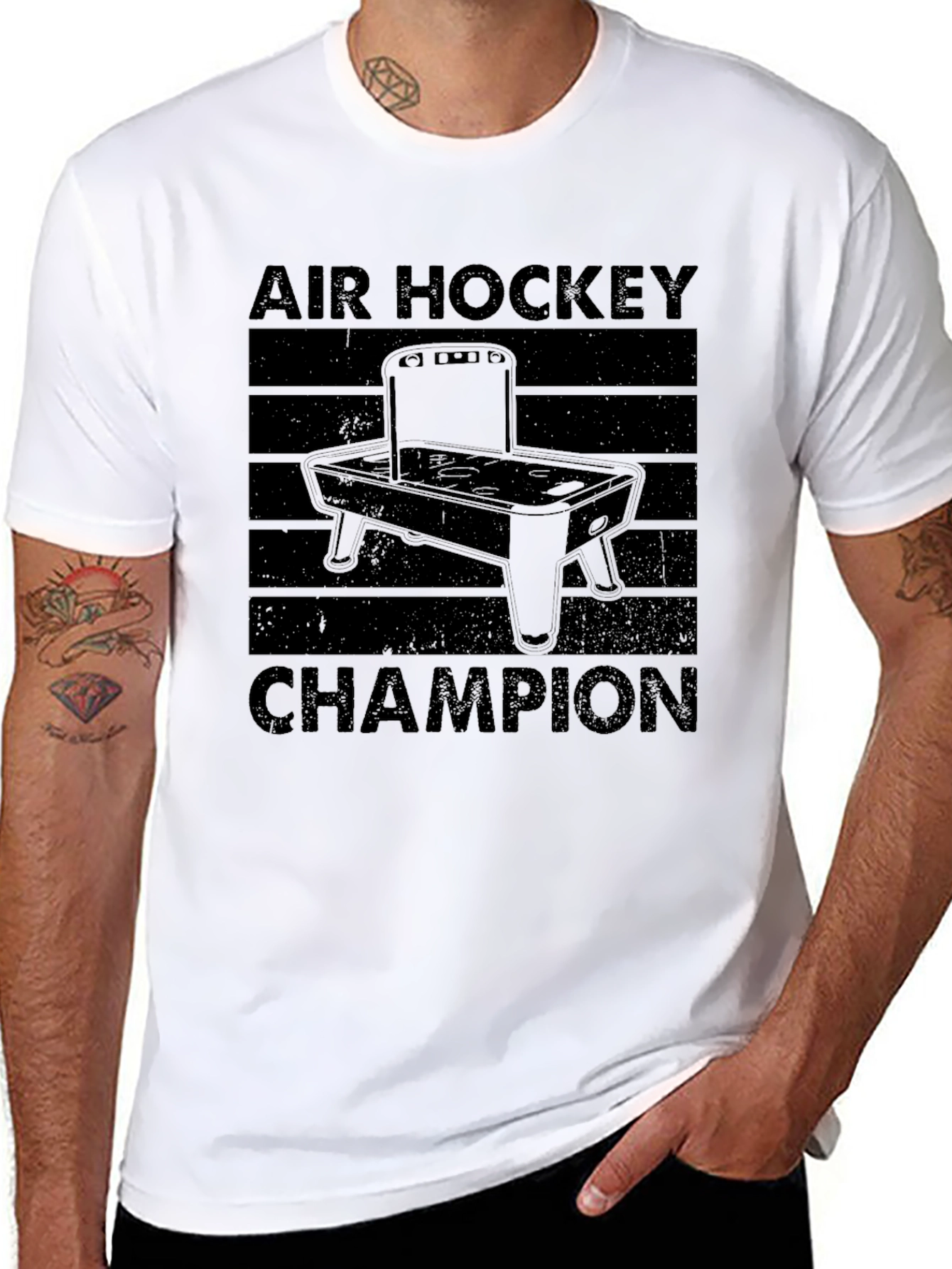 Air Hockey Champion Black Graphic Tee