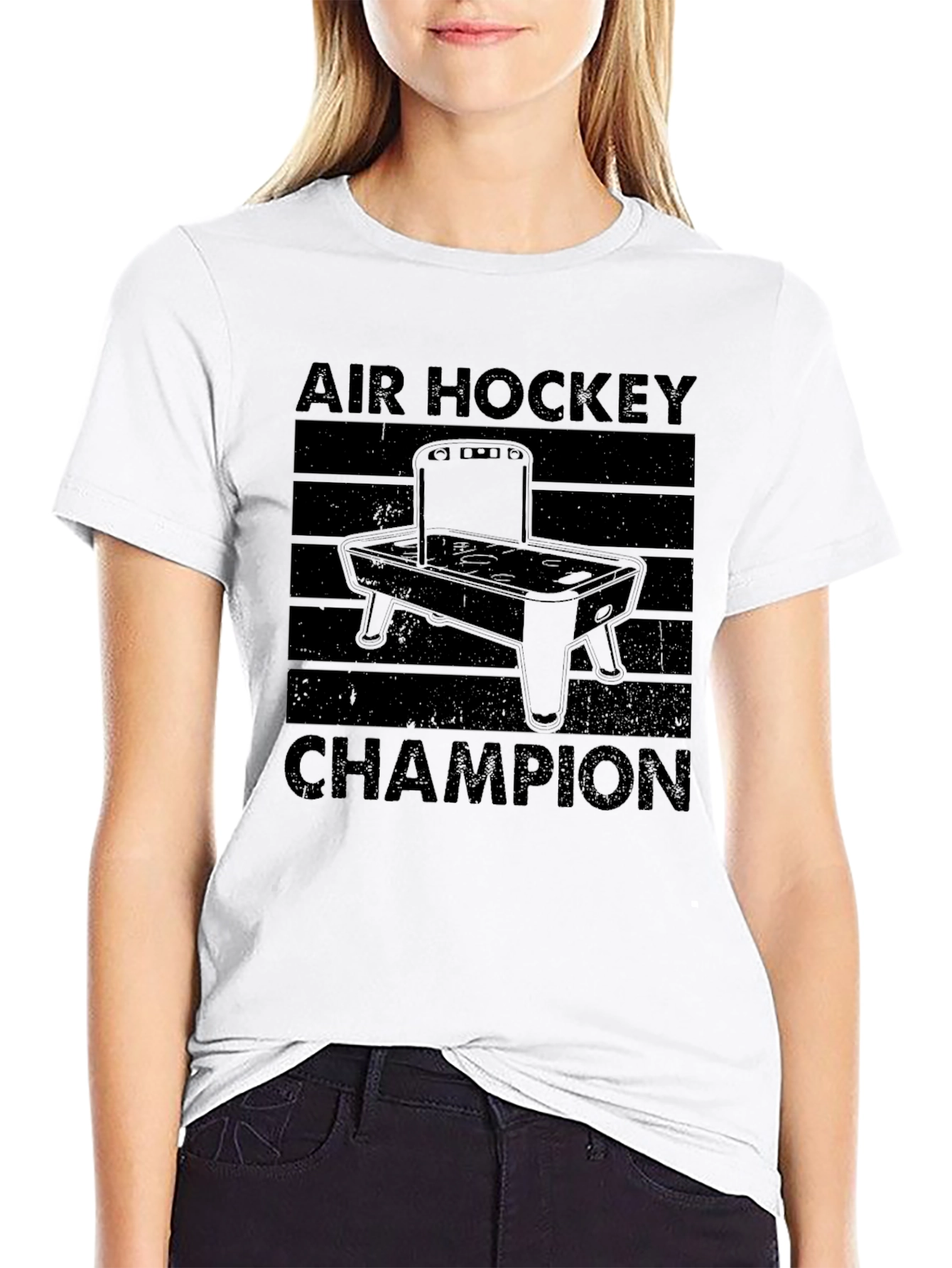 Air Hockey Champion Black Graphic Tee