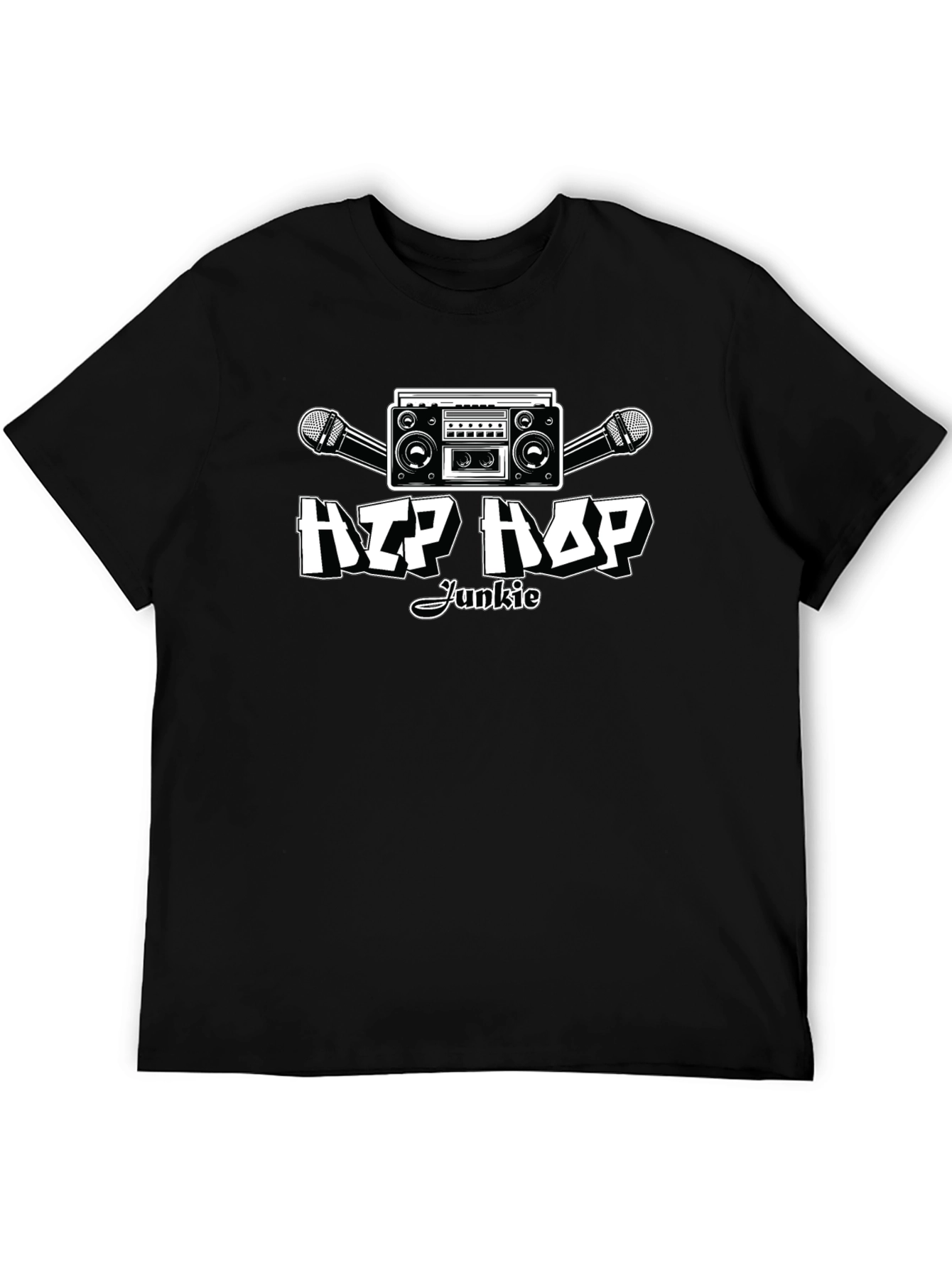 Hip Hop Junkie Black T-Shirt - Music Lover Apparel