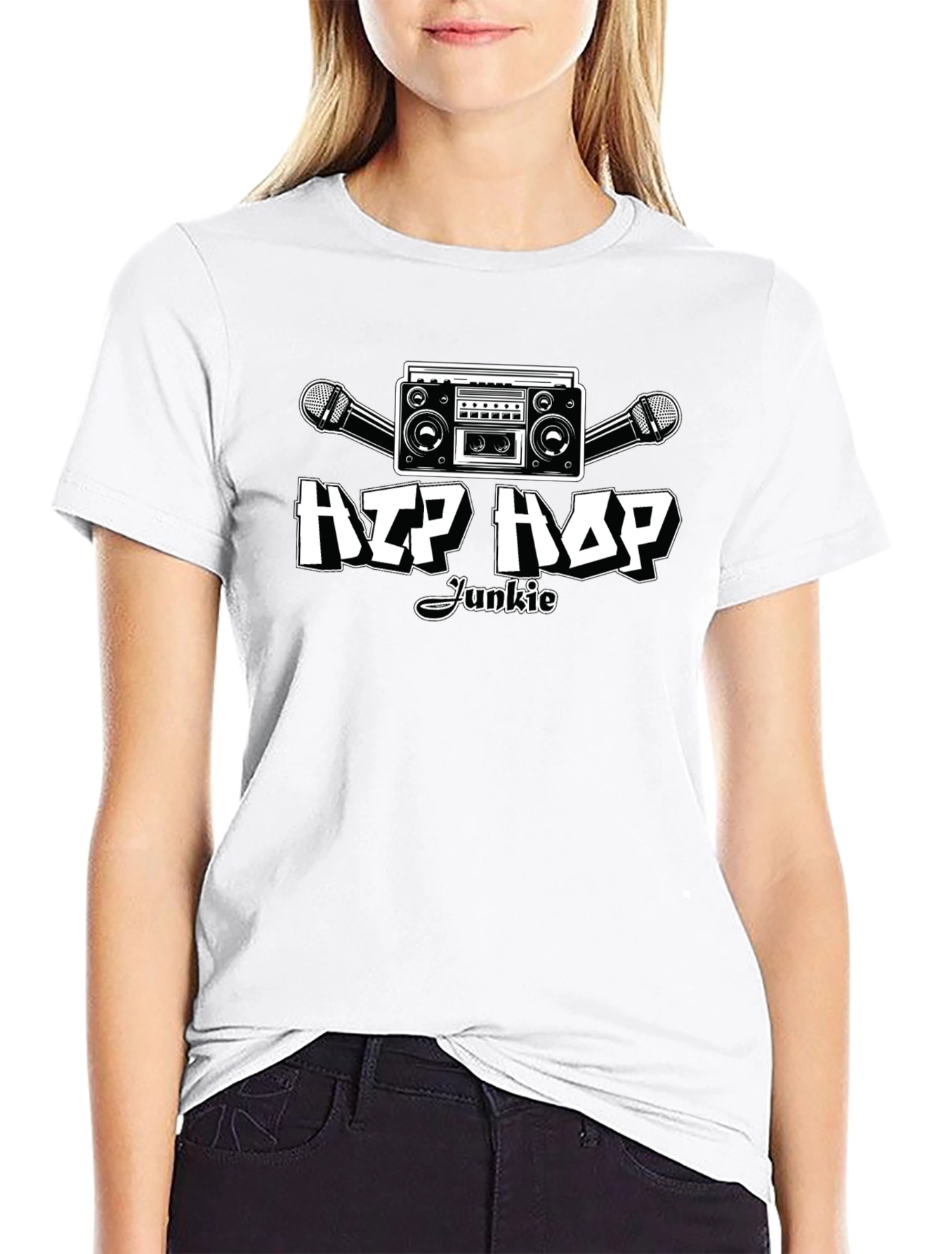 Hip Hop Junkie Black T-Shirt - Music Lover Apparel