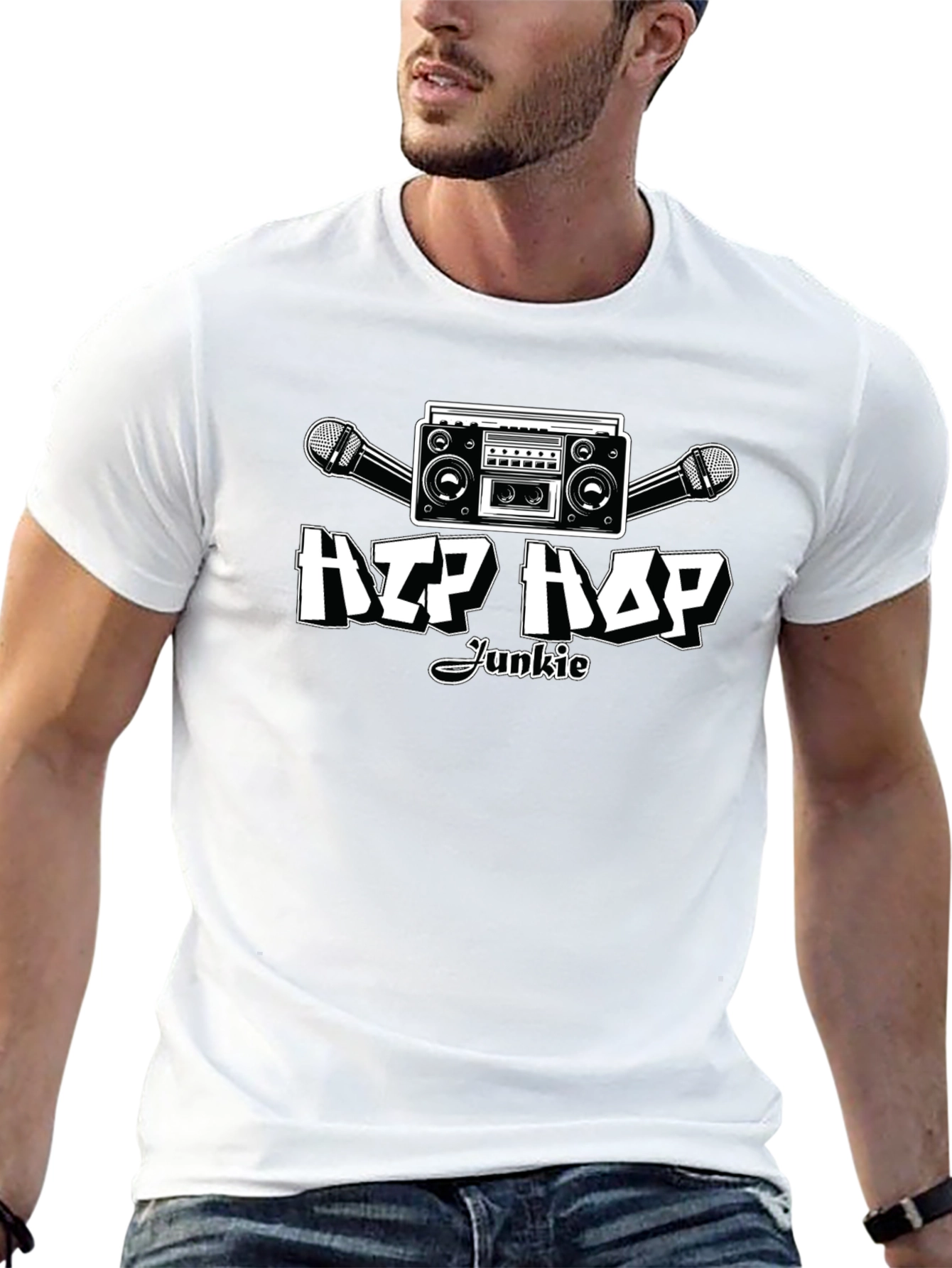 Hip Hop Junkie Black T-Shirt - Music Lover Apparel