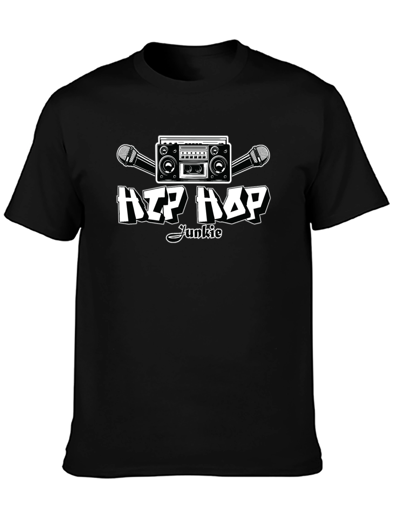 Hip Hop Junkie Black T-Shirt - Music Lover Apparel