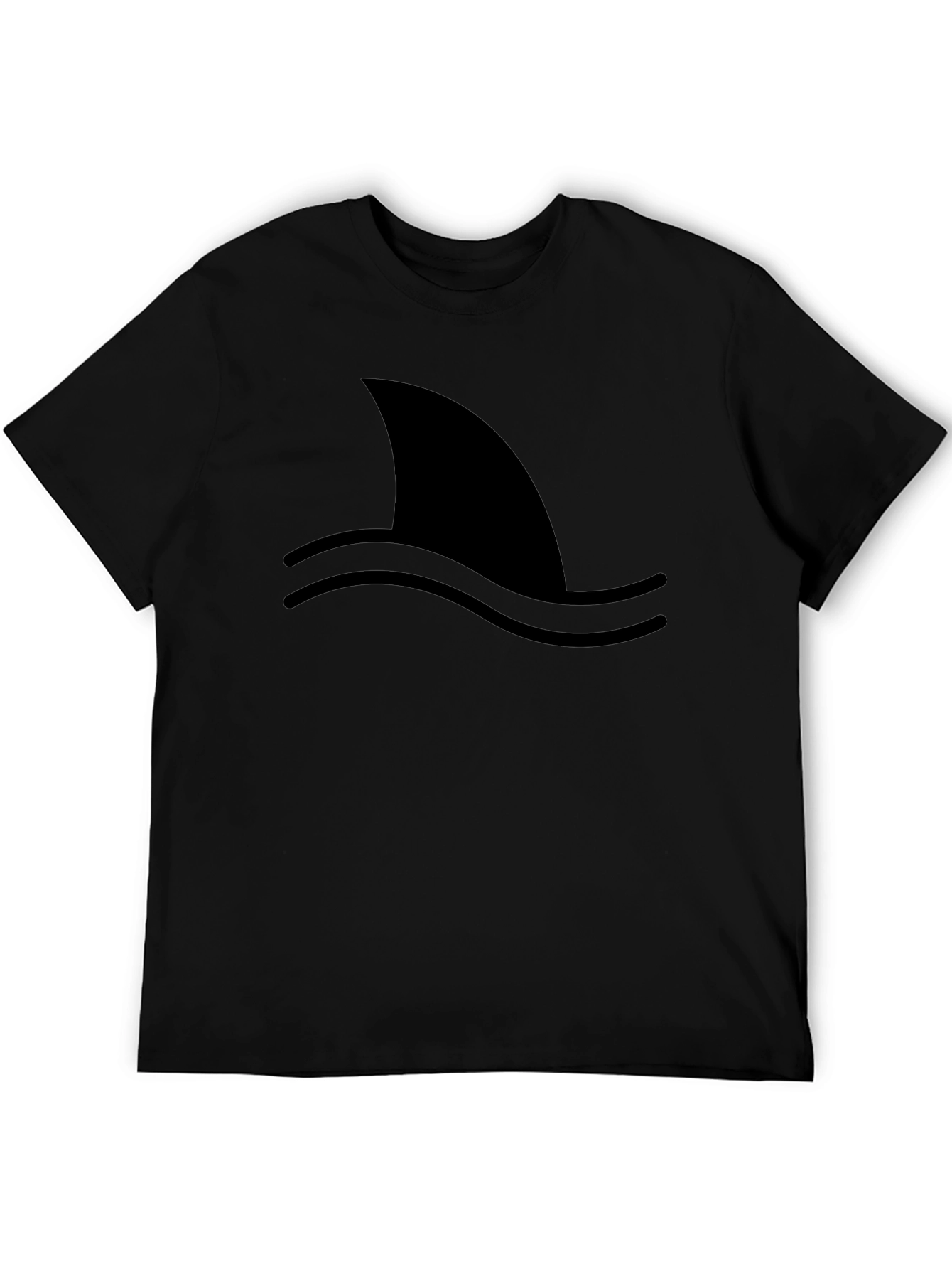 Shark Fin Graphic Tee - Black Cotton T-Shirt