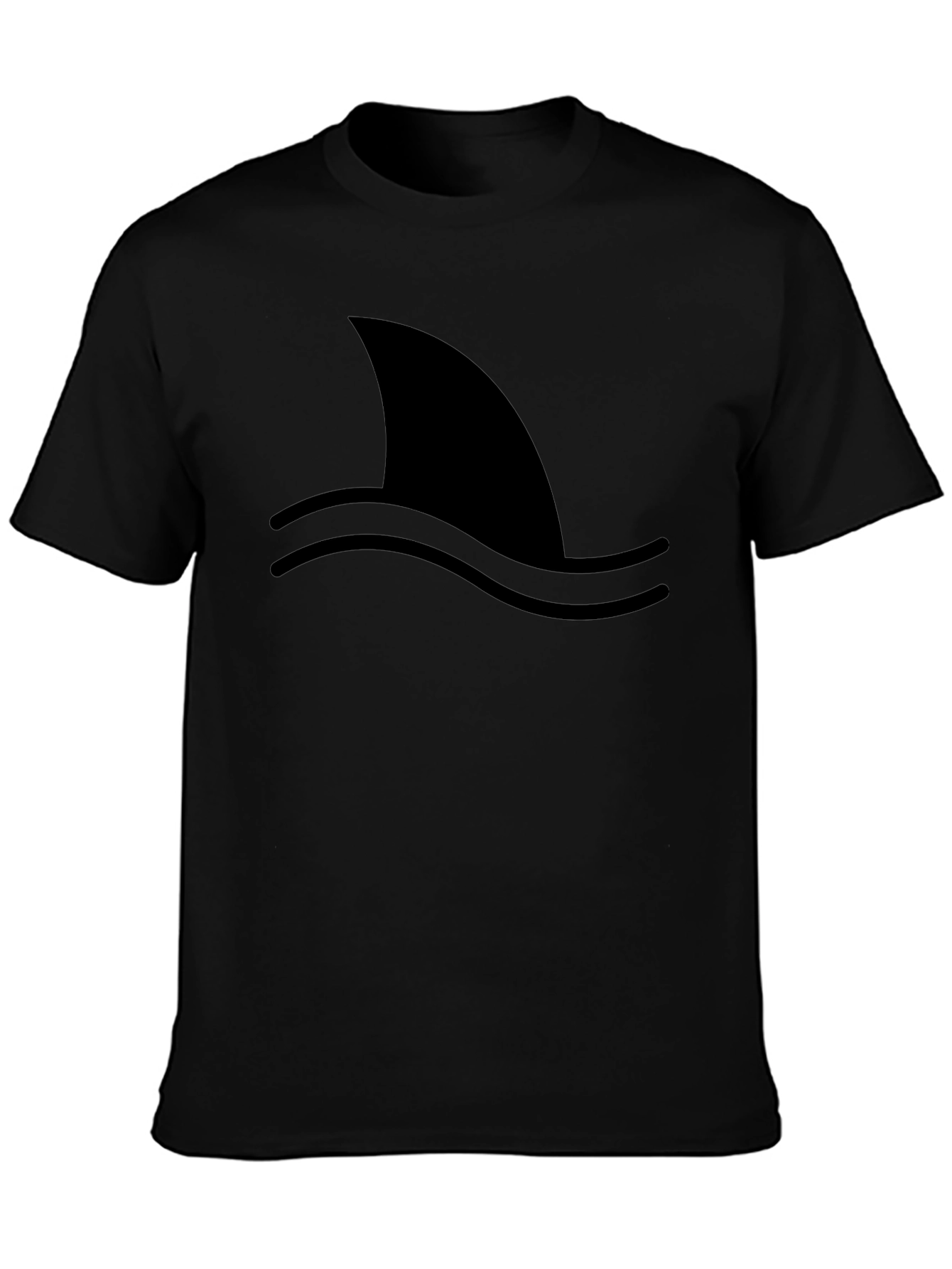 Shark Fin Graphic Tee - Black Cotton T-Shirt