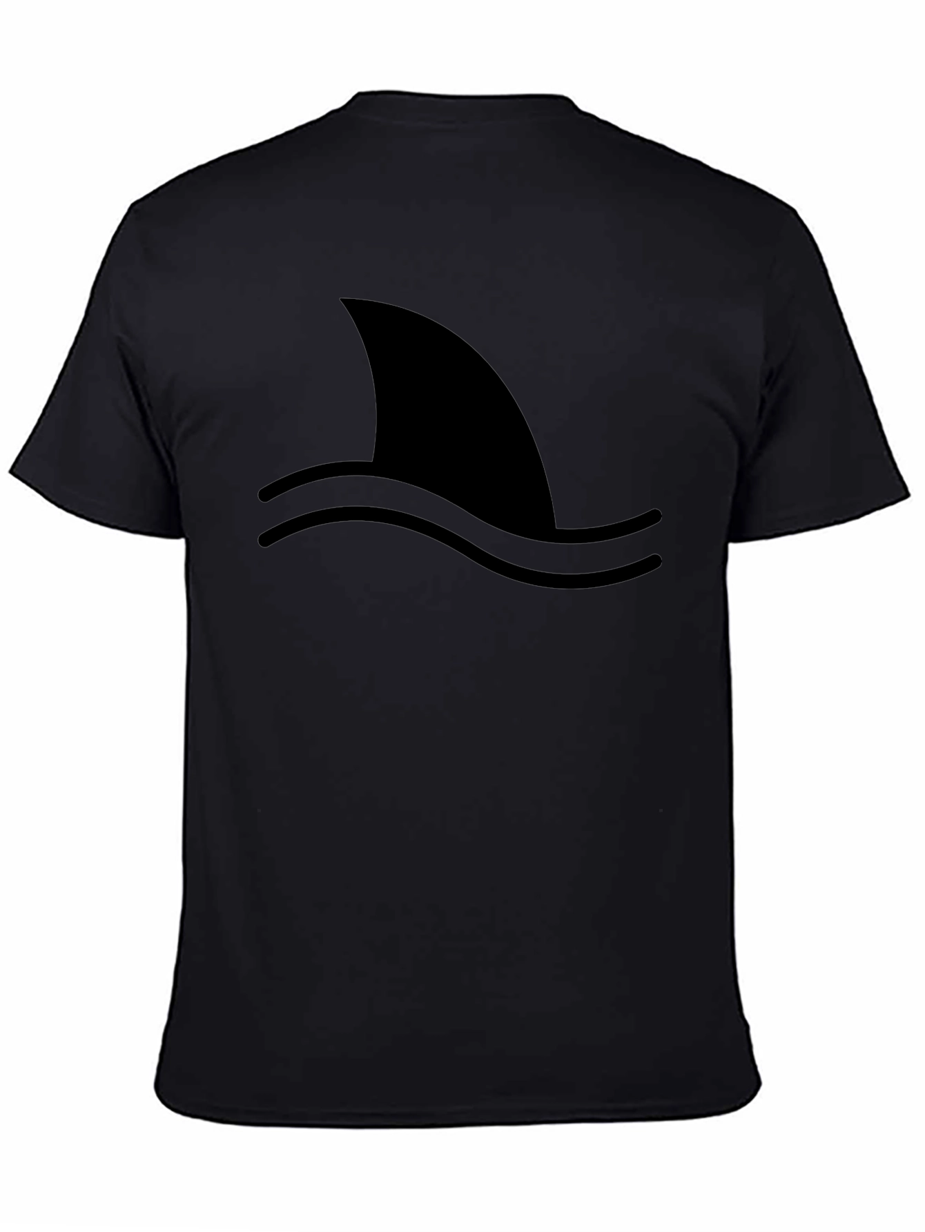 Shark Fin Graphic Tee - Black Cotton T-Shirt
