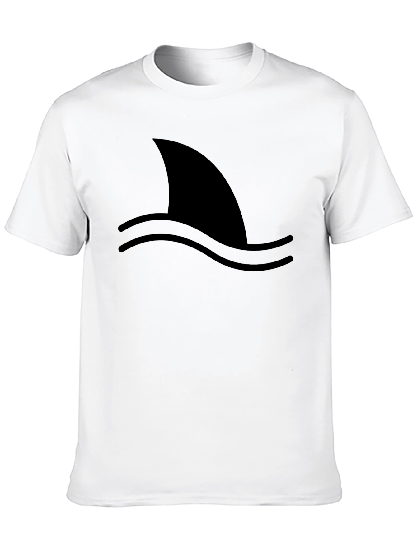 Shark Fin Graphic Tee - Black Cotton T-Shirt