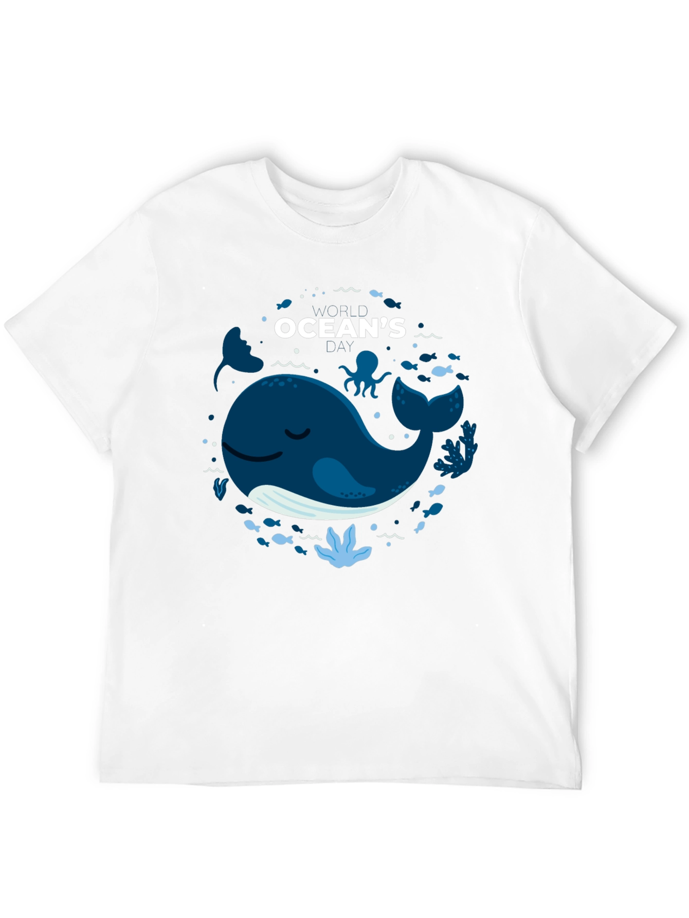 Oceans Whale Graphic Print Black T-Shirt