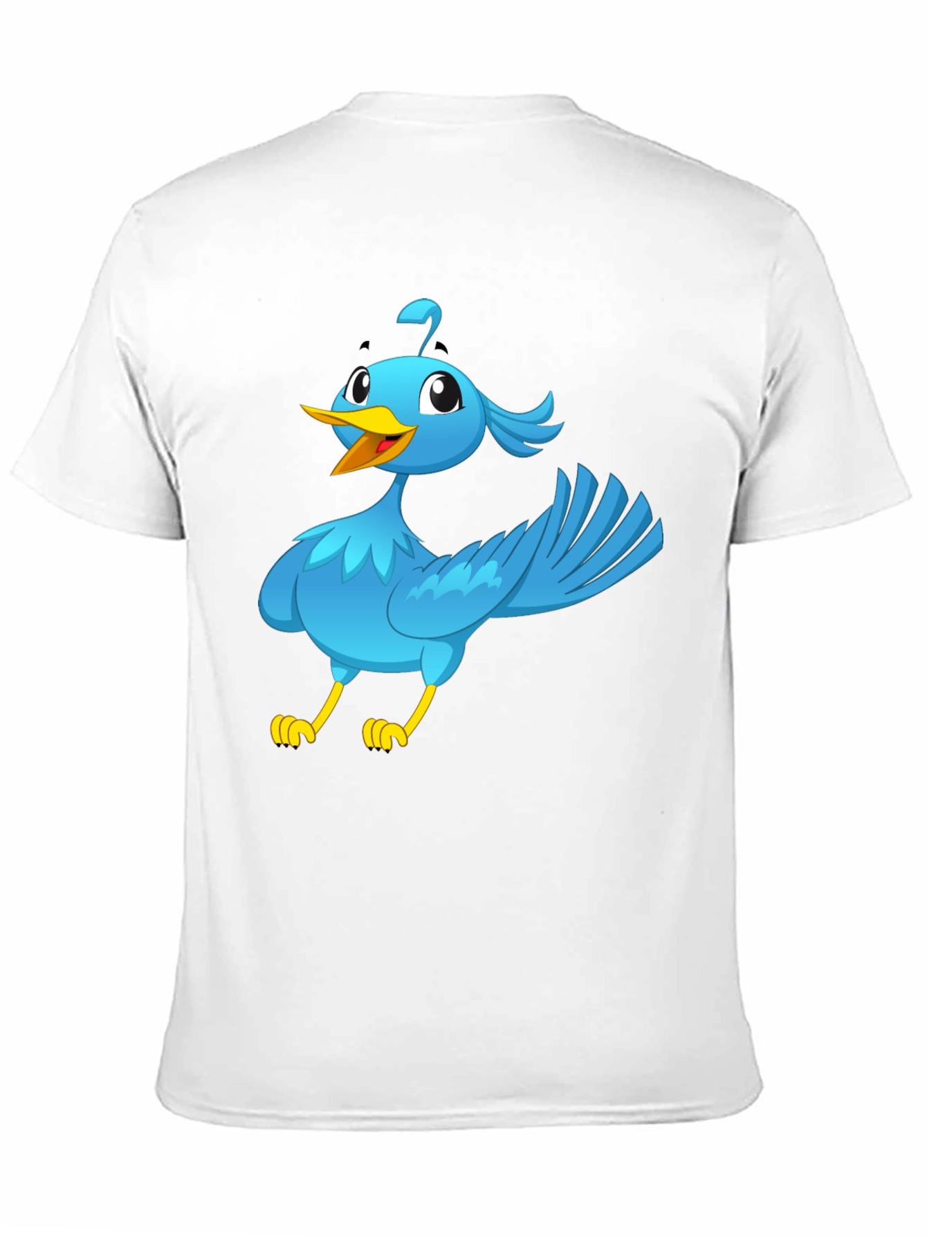 Cartoon Bird Graphic Tee - Black Cotton T-Shirt