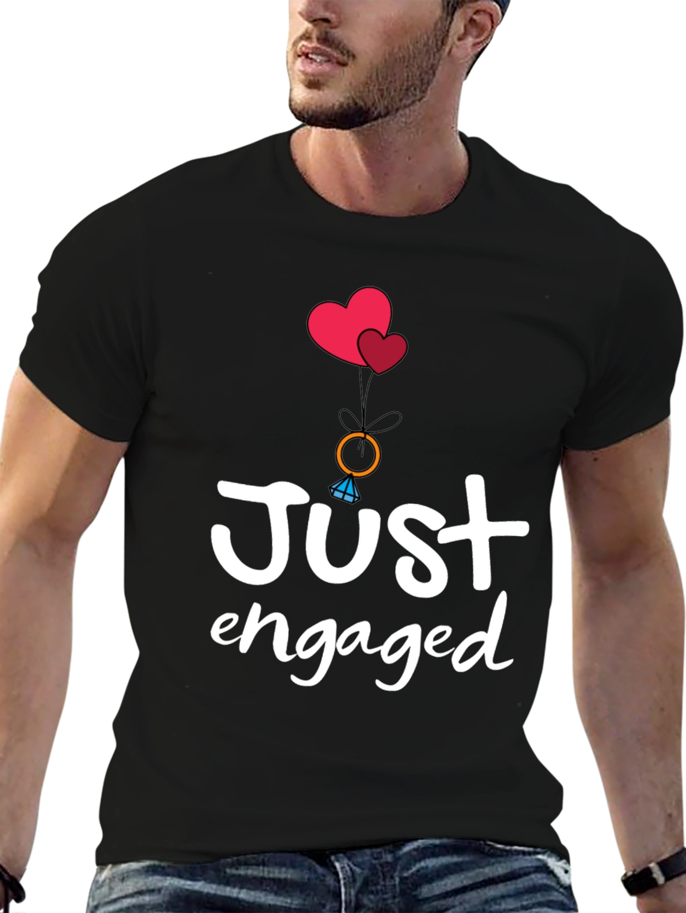 Just Engaged T-Shirt - Romantic Graphic Tee