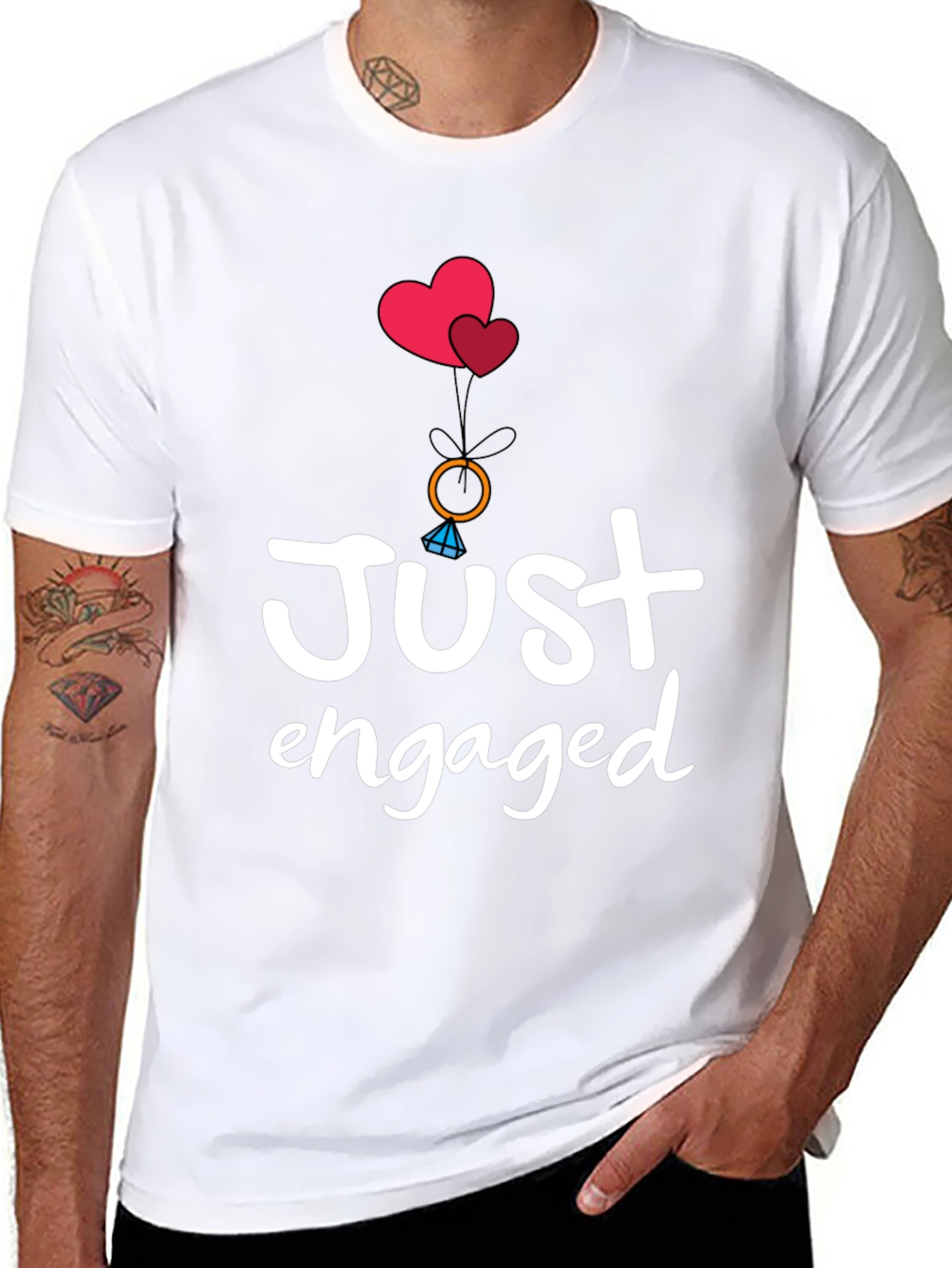 Just Engaged T-Shirt - Romantic Graphic Tee