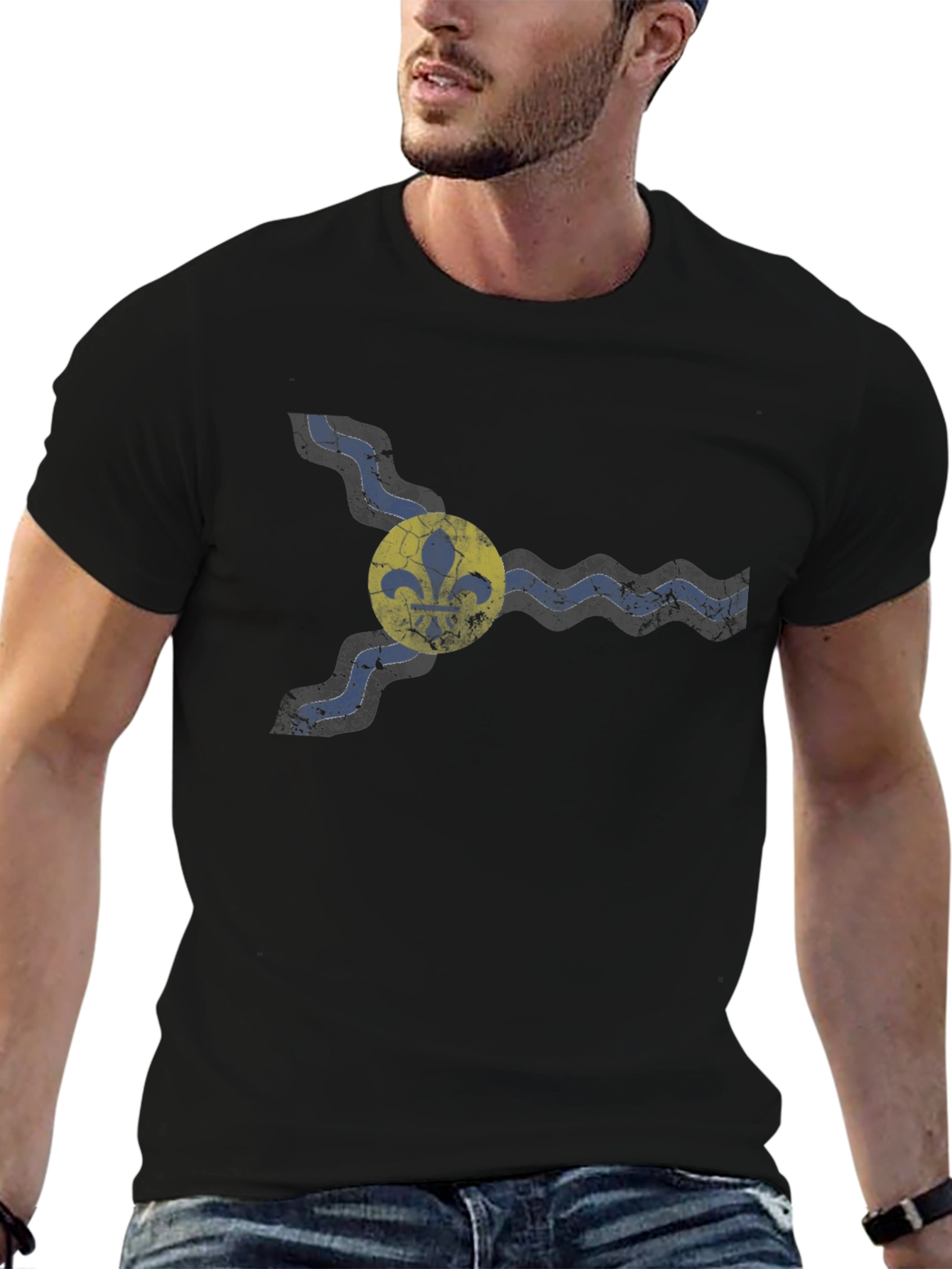 St. Louis Flag Graphic Tee - Unisex Black T-Shirt
