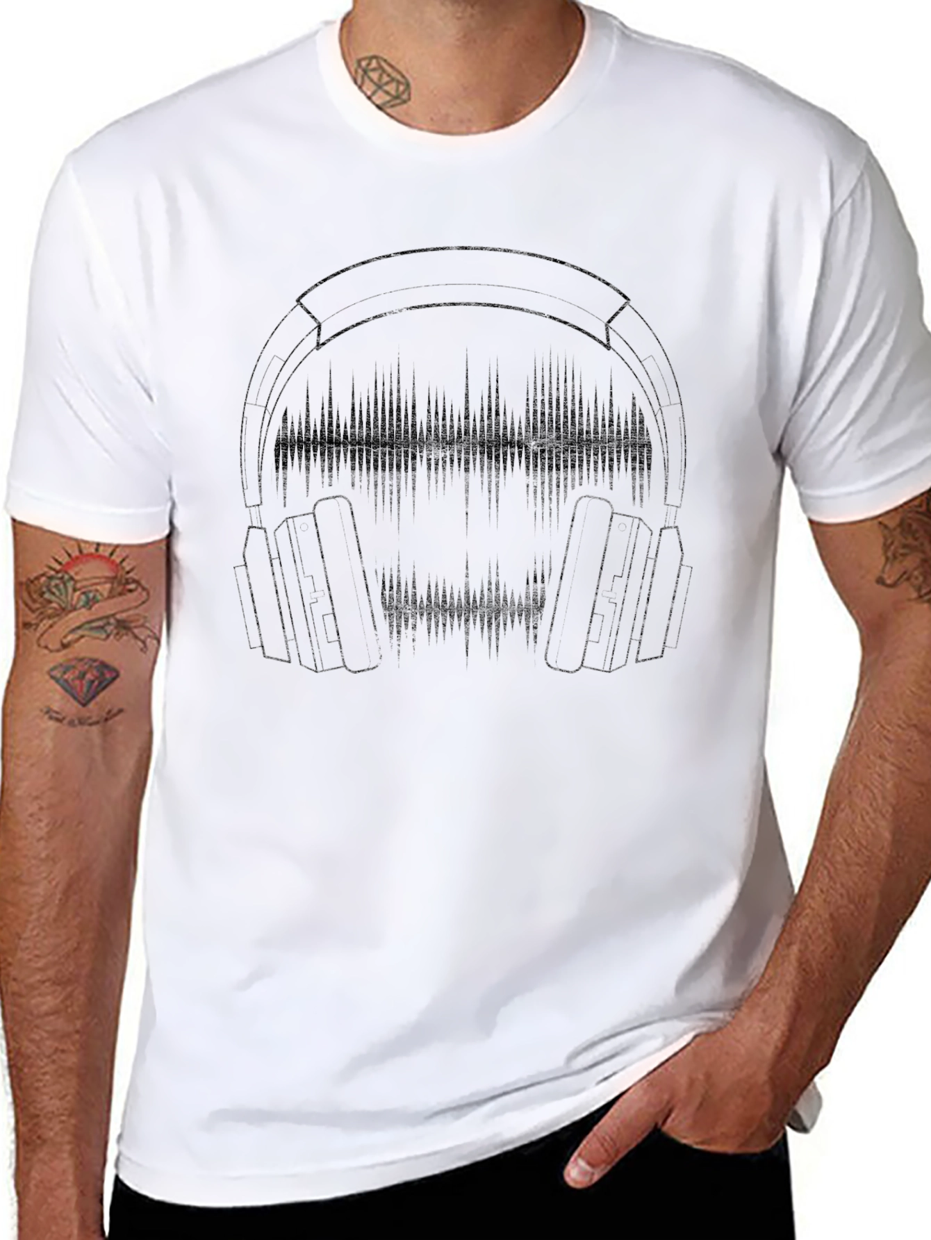 Headphone Equalizer Graphic Black T-Shirt