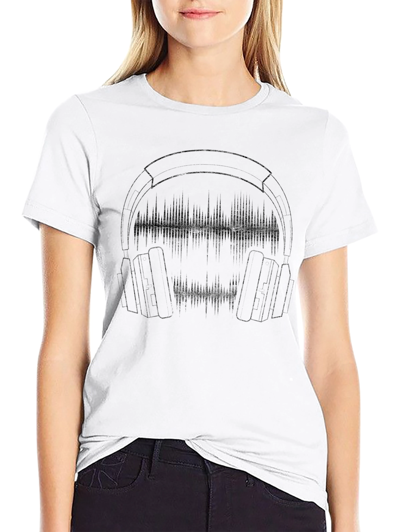 Headphone Equalizer Graphic Black T-Shirt