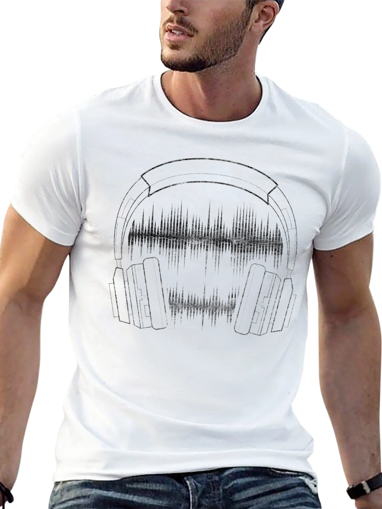 Headphone Equalizer Graphic Black T-Shirt