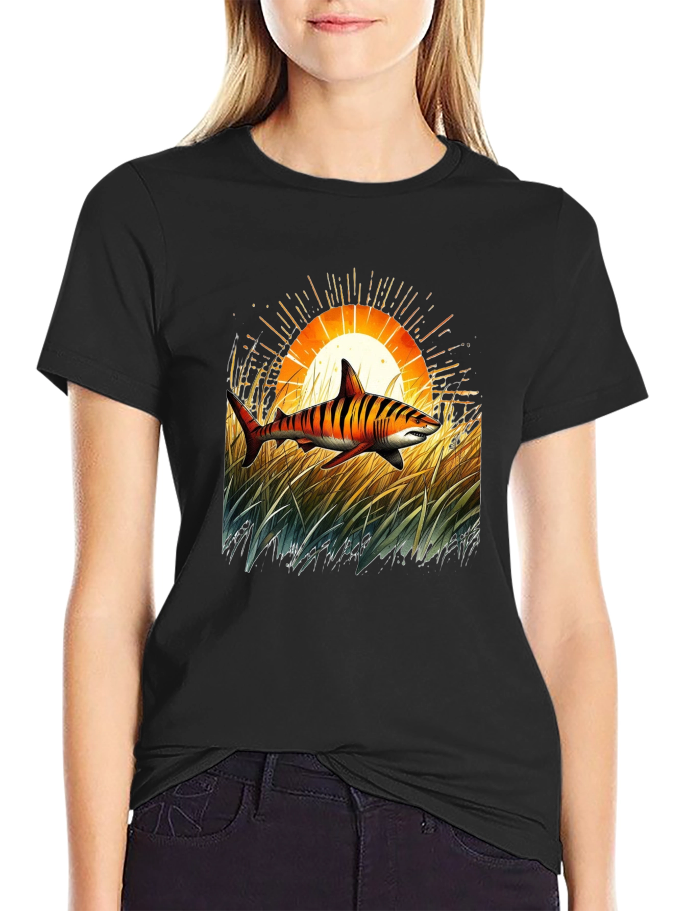 Tiger Shark Sunset Graphic Tee