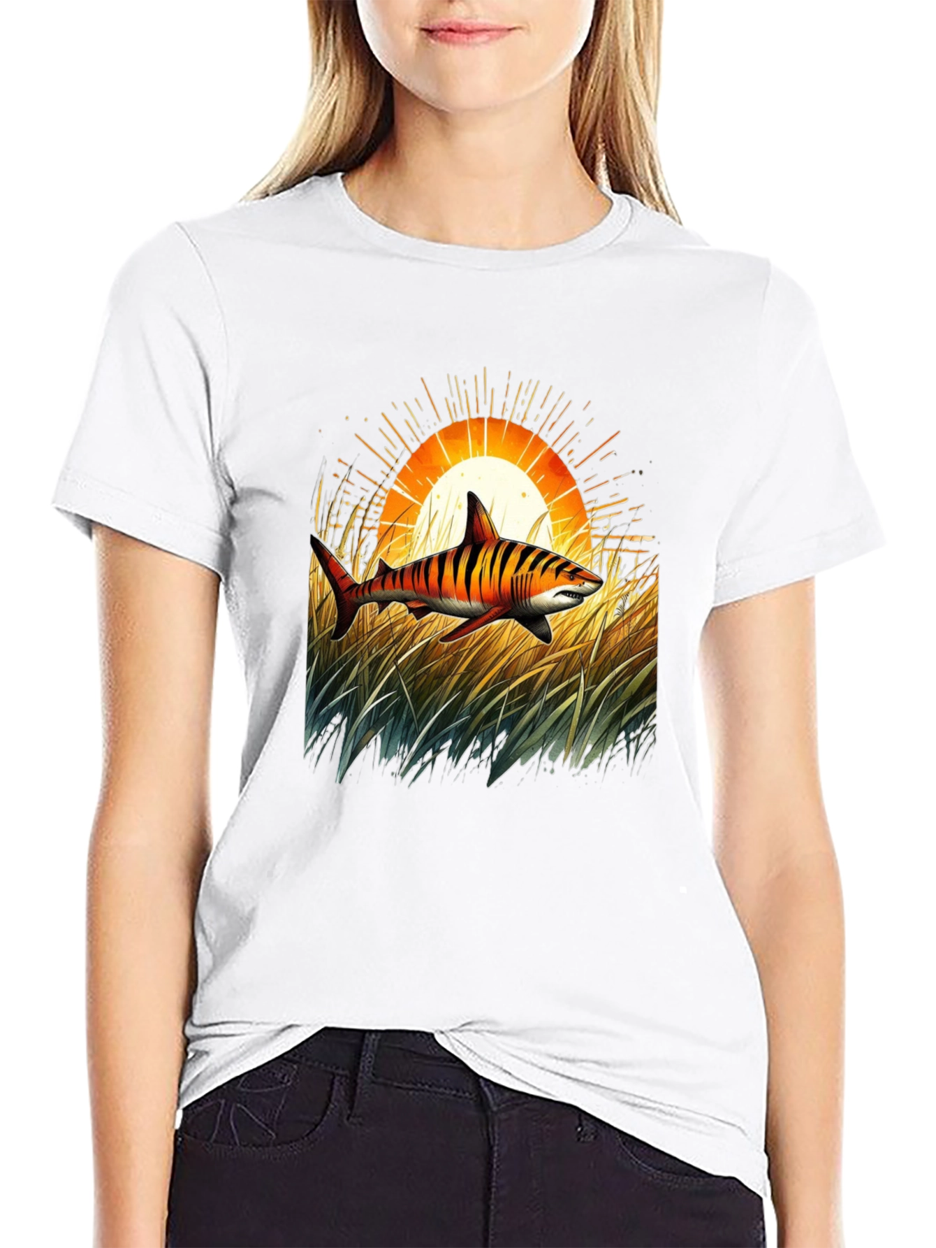Tiger Shark Sunset Graphic Tee