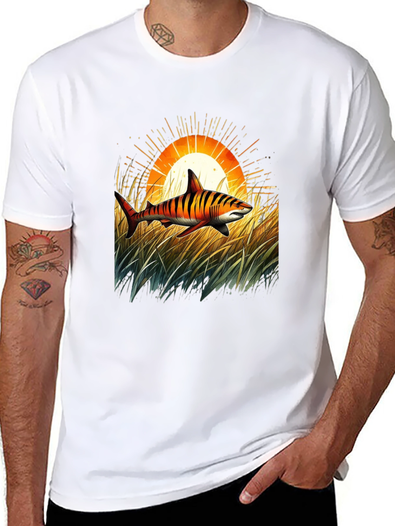 Tiger Shark Sunset Graphic Tee